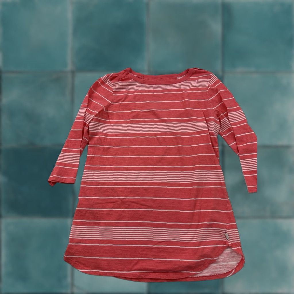 Eddie Bauer VINTAGE Eddie Bauer Shirt Womens Large Orange Striped 3/4 Sleeves Pullover T-Shirt Regular Fit Women L Orange Striped 3/4 Sleeve Casual Basic Size L / US 10 / IT 46 - 1 Thumbnail