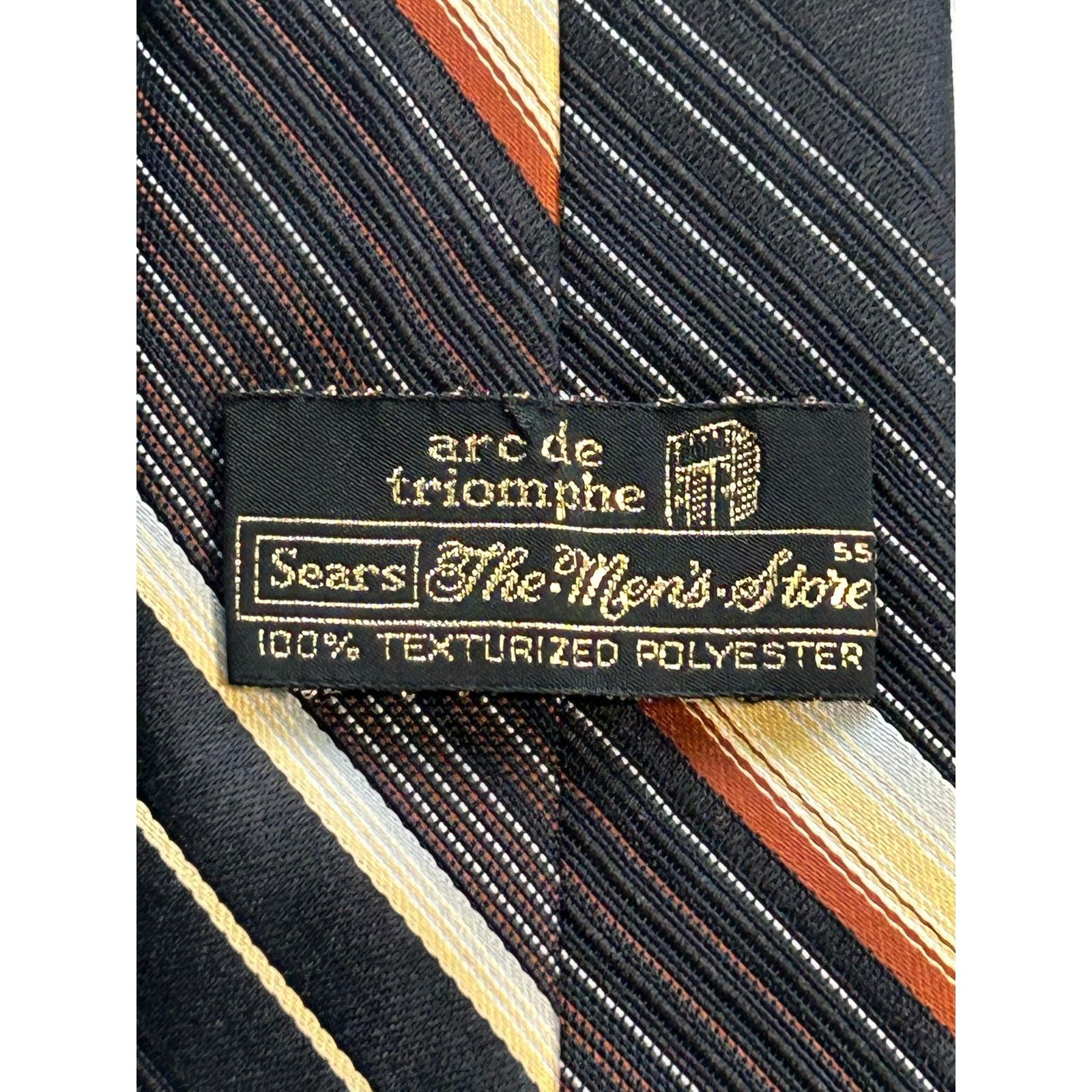 Other Arc de Triomphe Textured Tie Black Bronze Cream Gold Stripe Size ONE SIZE - 3 Thumbnail
