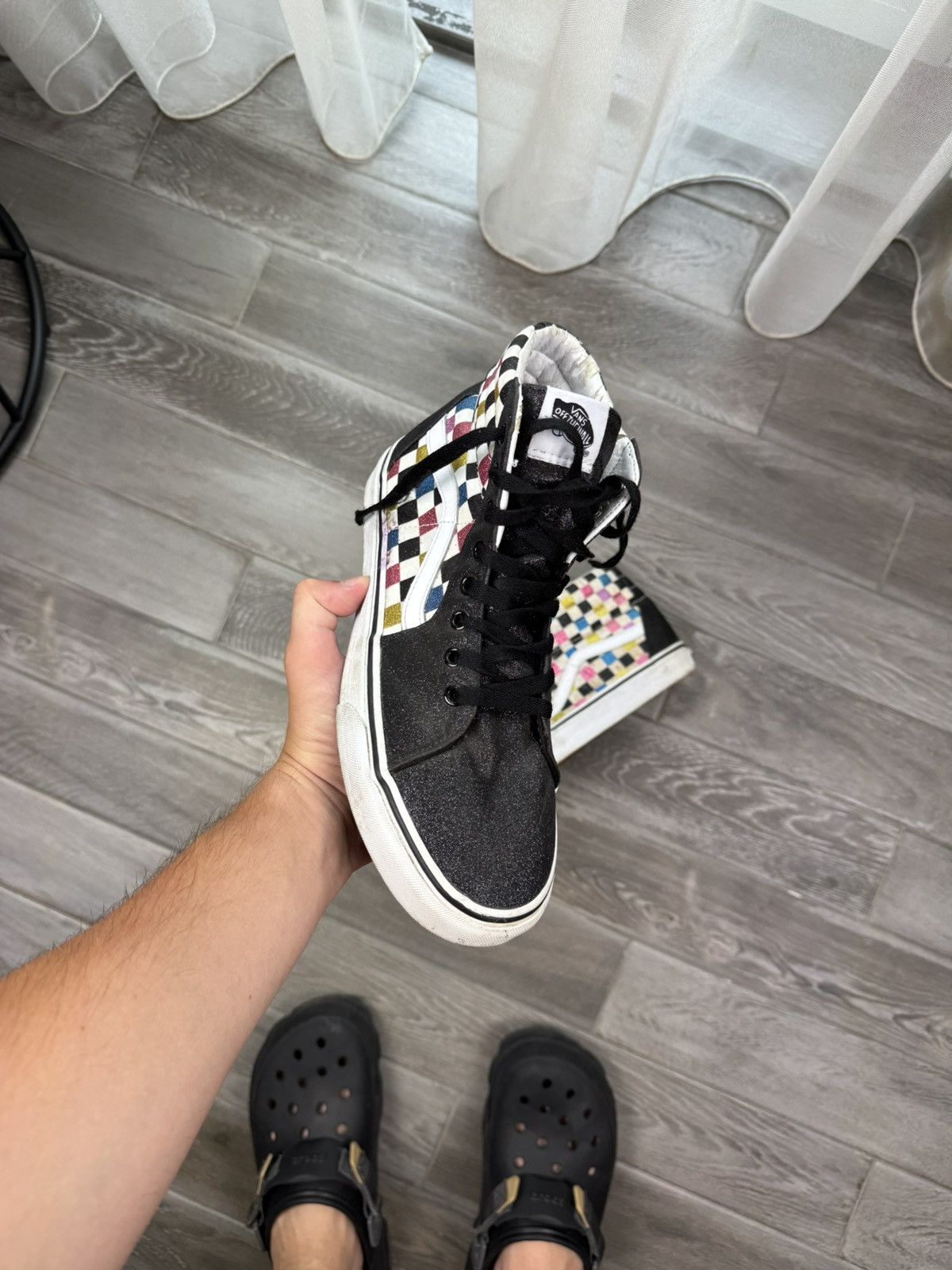 Vans NWOB Vans Sk8-Hi "Glitter Checkerboard" - VN0A4BV6V3P Size US 9 / EU 42 - 3 Thumbnail