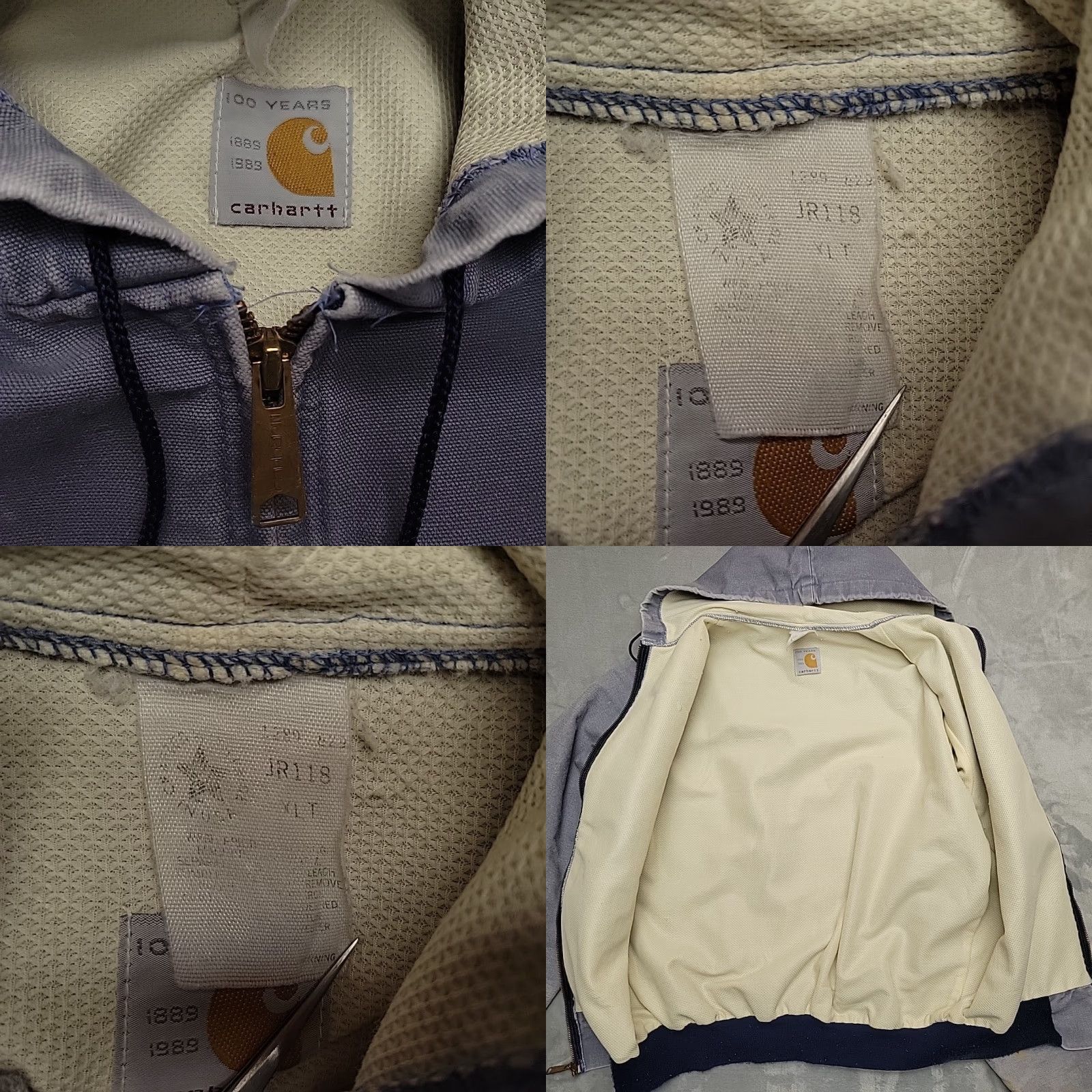 Carhartt VINTAGE Carhartt Jacket Mens XL Blue Canvas Hooded Thermal JR118 1989 100th Anniversary Workwear Casual, Outdoor, USA, American, Pockets Size US XL / EU 56 / 4 - 8 Thumbnail
