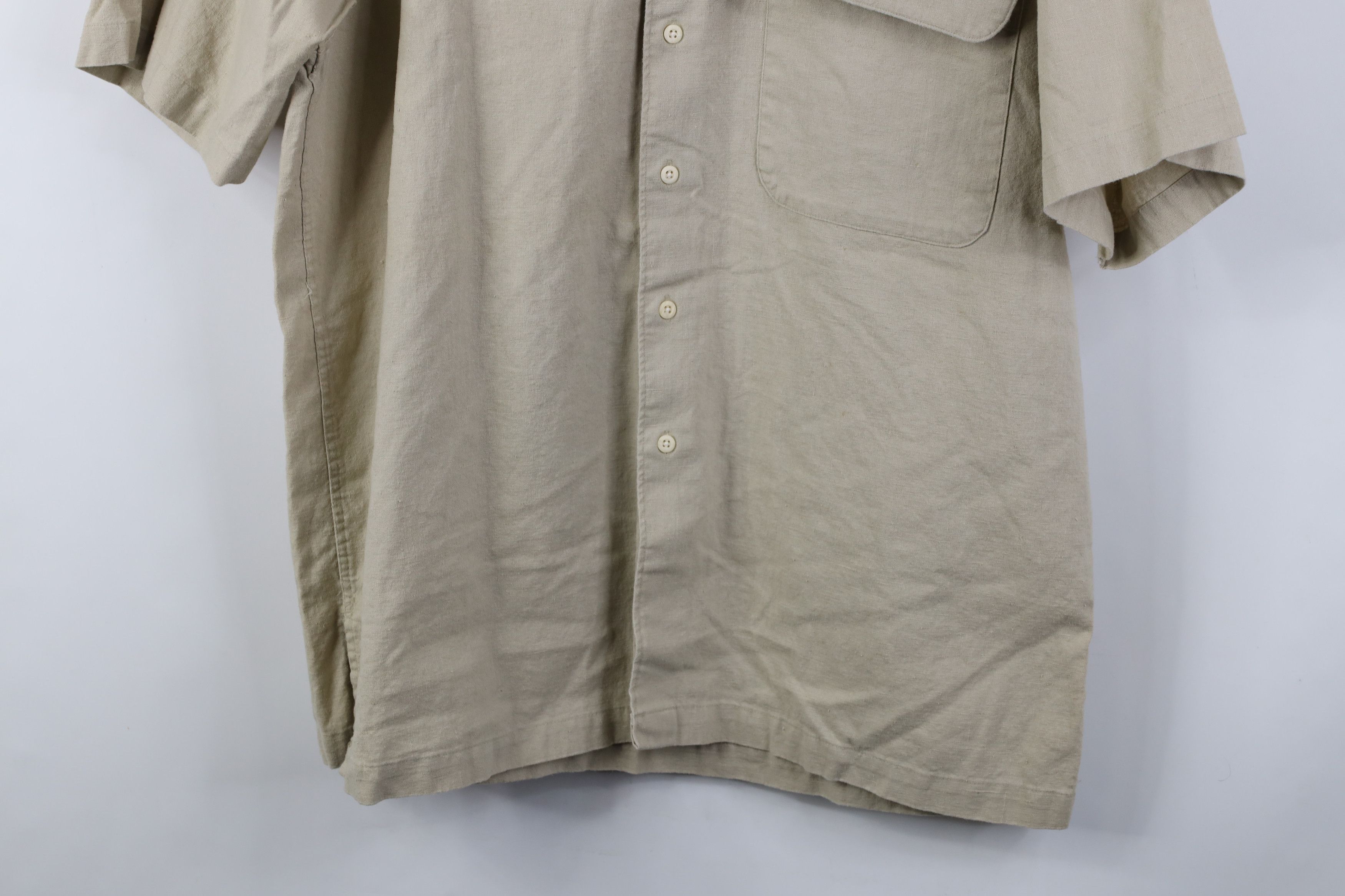 Vintage Vintage 90s Streetwear Heavy Linen Short Sleeve Button Shirt Size US L / EU 52-54 / 3 - 3 Thumbnail