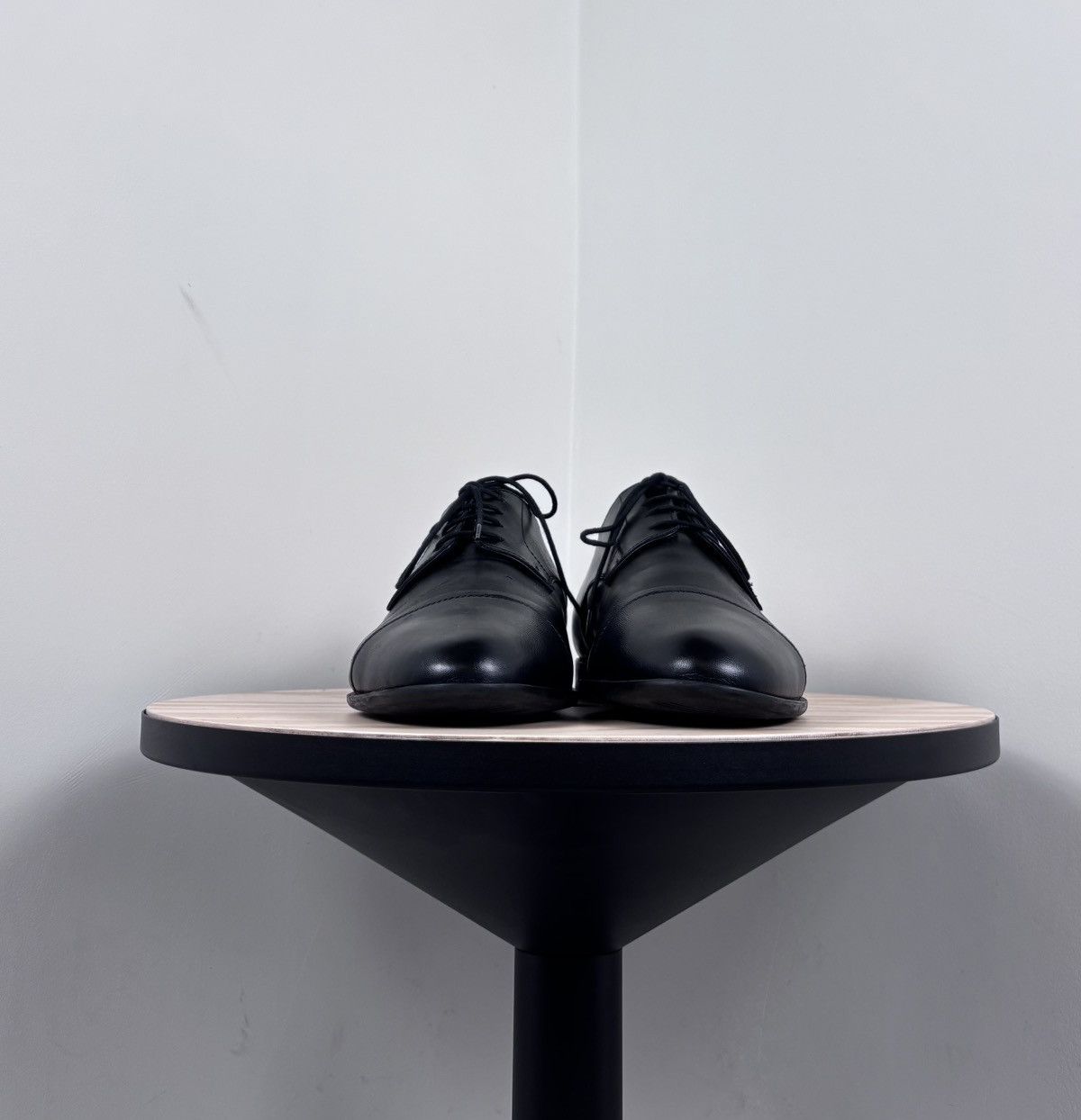 Hermes Hermes Men’s Black Leather Cap Toe Derby Dress Shoes Size US 8 / EU 41 - 4 Thumbnail