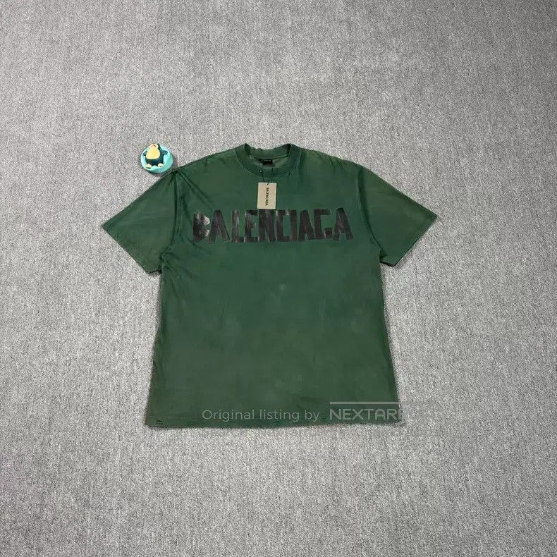 Balenciaga Balenciaga Black tape logo green short-sleeve Size US M / EU 48-50 / 2 - 1 Thumbnail