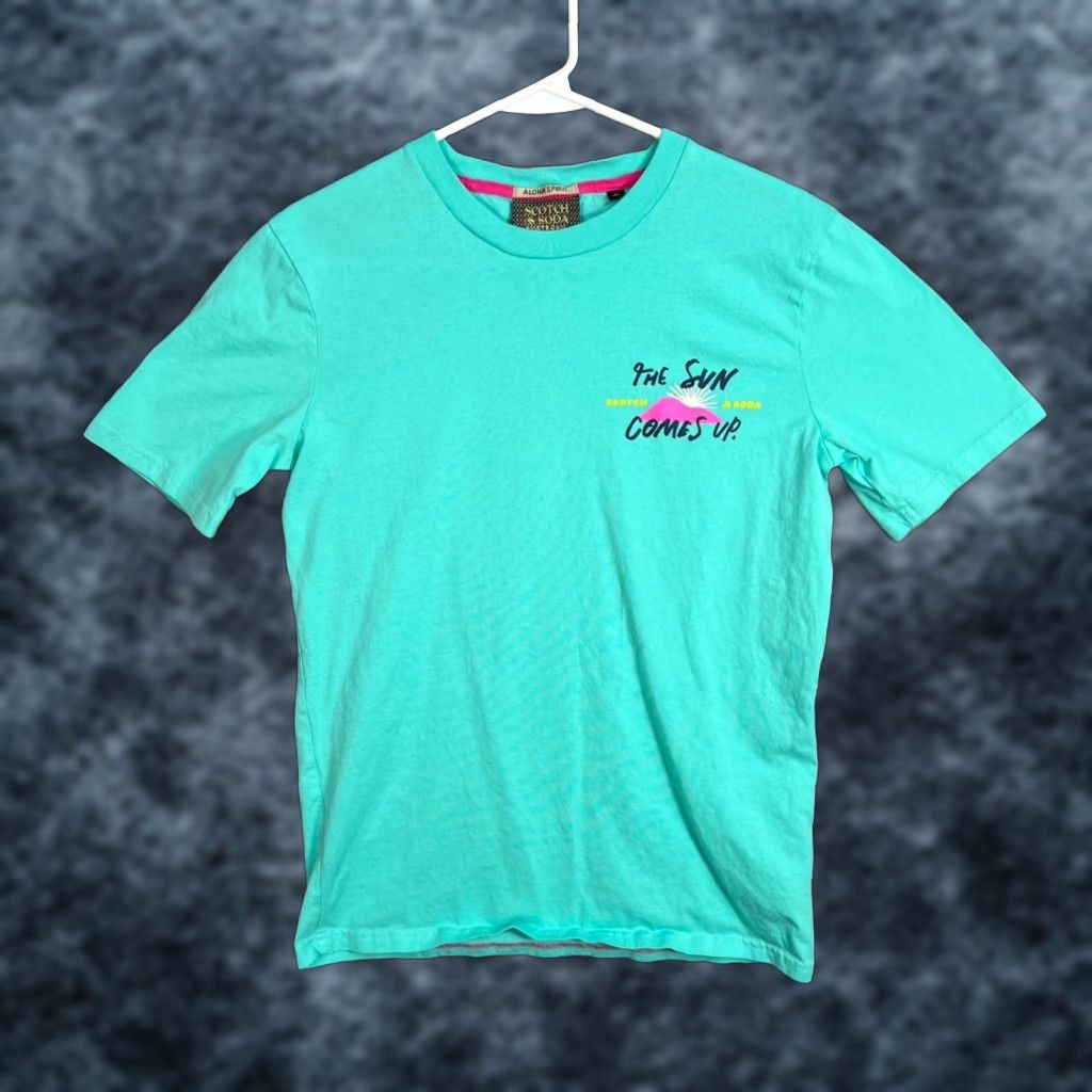 Scotch & Soda Scotch & Soda Mens Small Aloha Spirit T-Shirt Blue 100% Cotton Shirt Short Sleeve Crew Neck 100% Cotton Summer Spring Mens Size US S / EU 44-46 / 1 - 1 Thumbnail