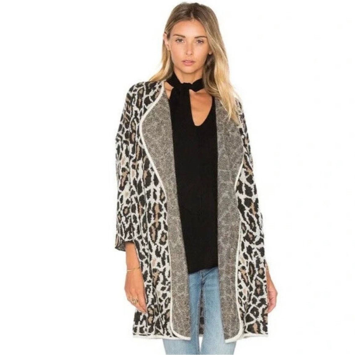 Joie Joie Berit Cardigan Animal Leopard Open Front Wool Blend, XS Size XS / US 0-2 / IT 36-38 - 2 Thumbnail