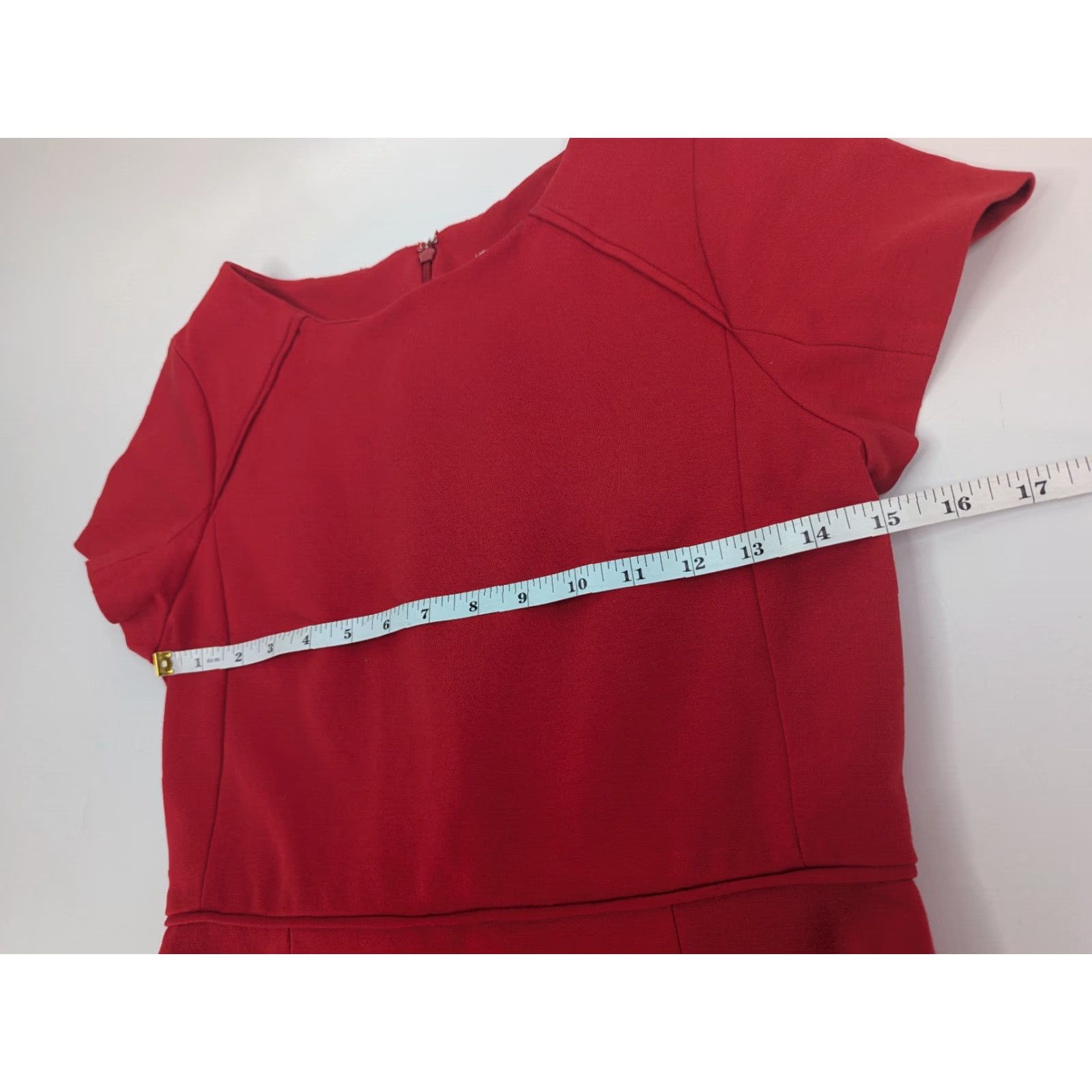 J.Crew J. Crew Factory Red Short Sleeve Dress Cap Sleeve Flounce Ponte A-Line Sheath Knee Length G9357 Size 4 Size 27" / US 4 / IT 40 - 4 Thumbnail