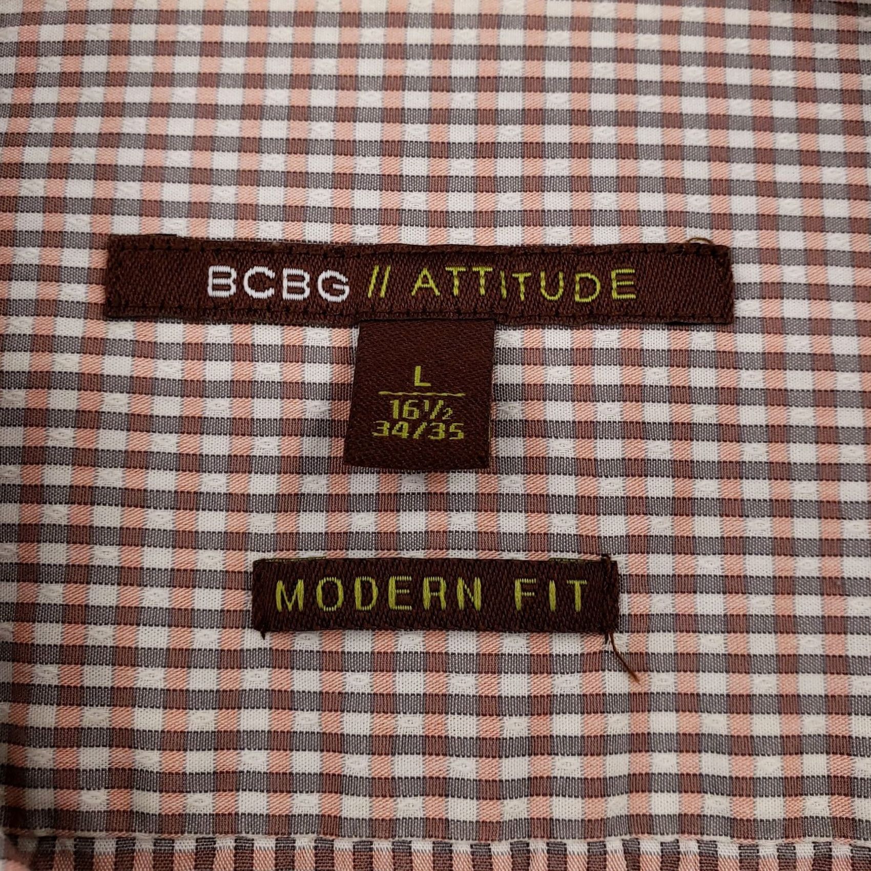 Vintage BCBG Attitude Shirt Men Large 16.5 Button-Down Orange Check Modern Long Sleeve Size US L / EU 52-54 / 3 - 3 Thumbnail