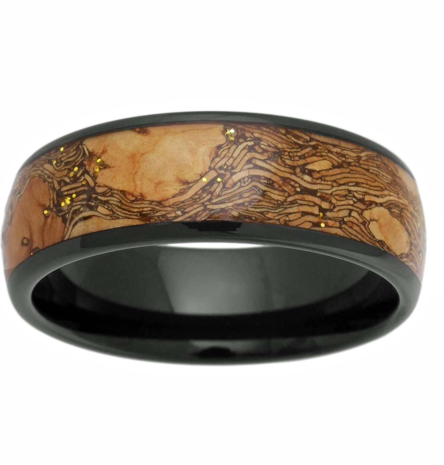 Other Black Tungsten Carbide Wood w Black Grain Wedding Band Ring Size ONE SIZE - 1 Thumbnail