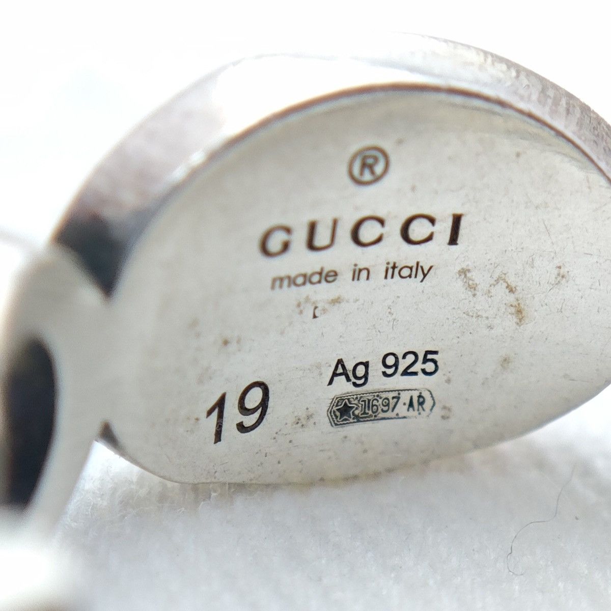 Gucci Interlocking G Sterling Silver Green Enamel Cut-Out Ring Size ONE SIZE - 6 Thumbnail