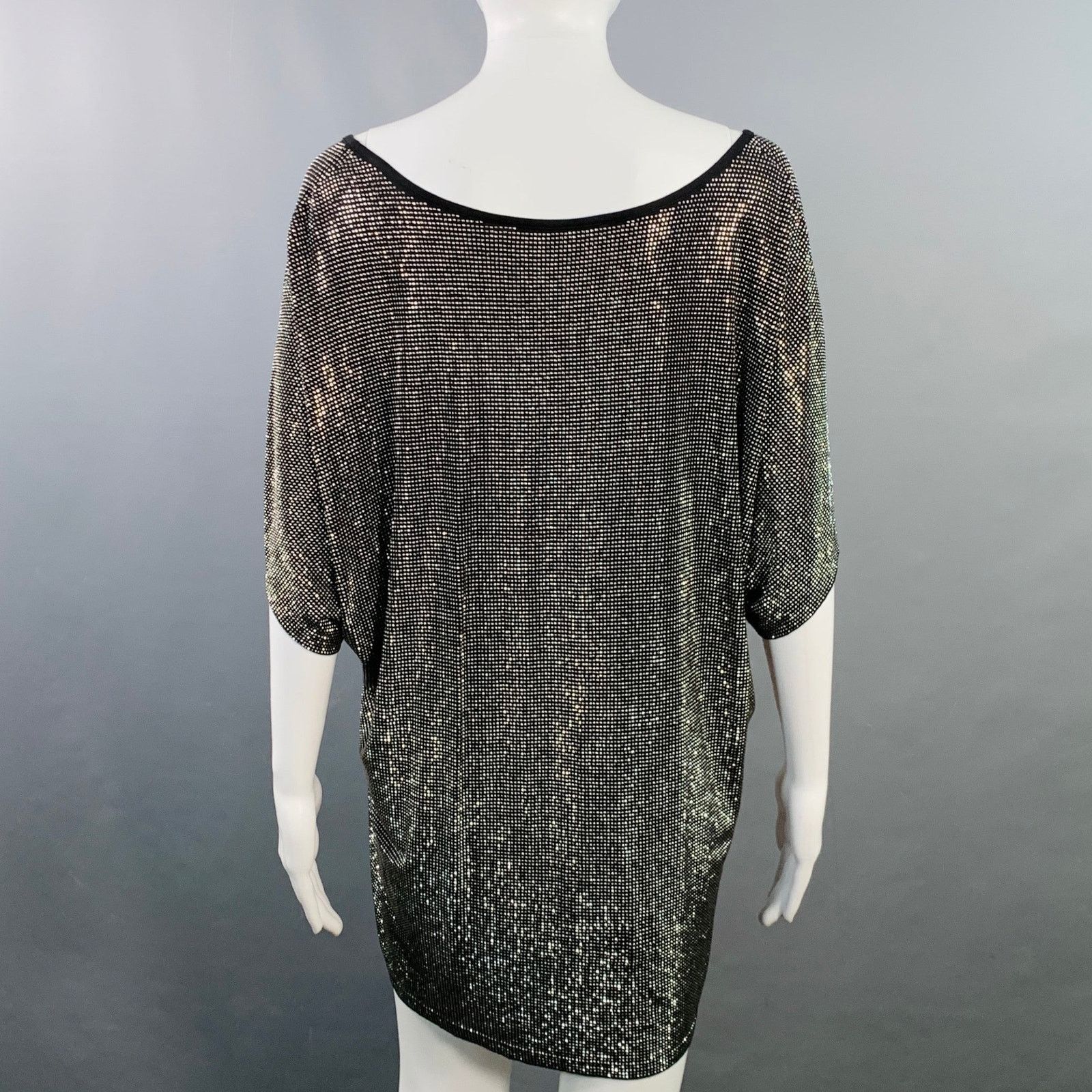 Balmain BALMAIN Black Silver Dolman Sleeves Scoop Neck T-Shirt Size XS / US 0-2 / IT 36-38 - 4 Thumbnail