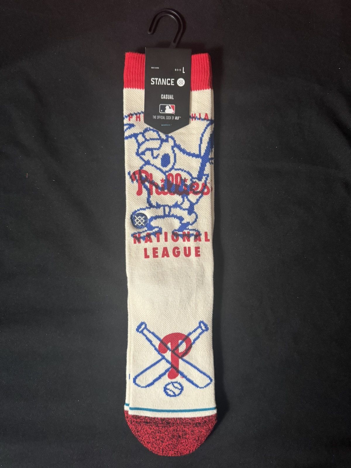 Stance Socks Phillies ‘Hey Batter’ Crew Socks x 3 - Large 9-13 - MLB Size ONE SIZE - 1 Thumbnail