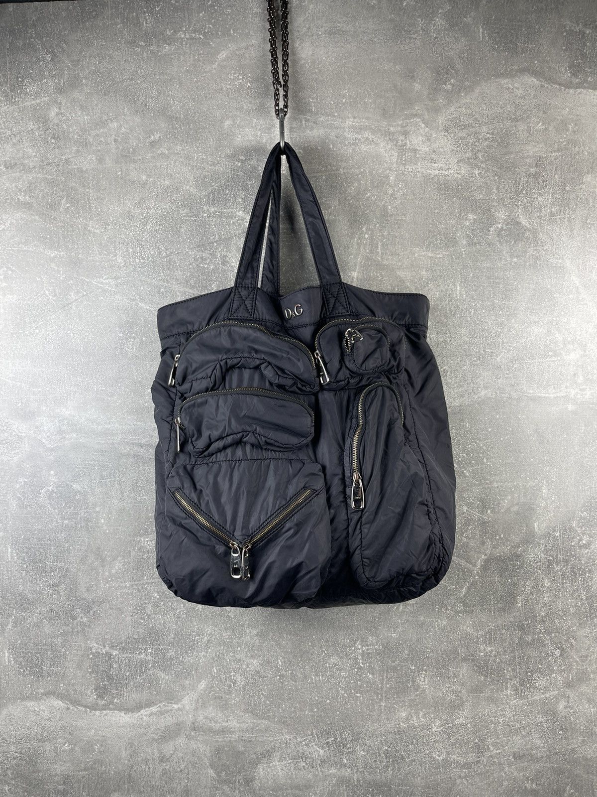 Archival Clothing x Avant Garde Dolce&gabbana Zipper Nylon Multipockt Shopper Shoulder Bag in Blue, Women's