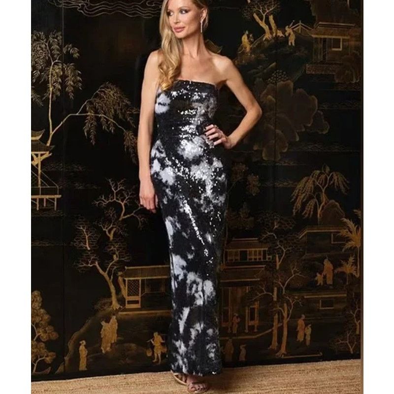 Marchesa Muse Marchesa Geranium Sequin Strapless Sheath Ombre Gown Size M / US 6-8 / IT 42-44 - 3 Thumbnail