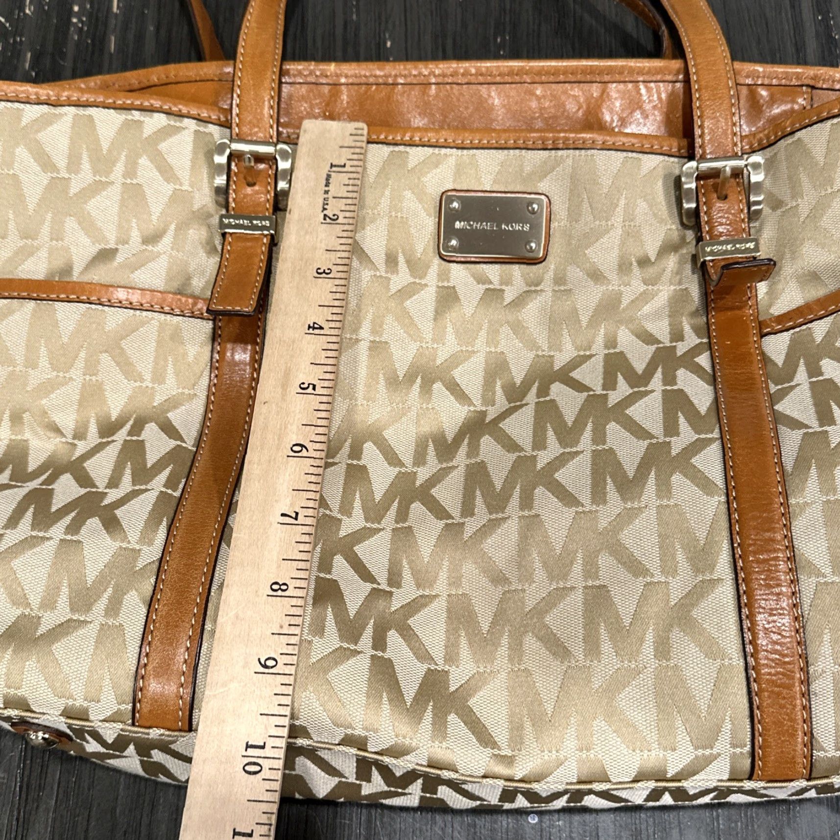 Vintage MICHAEL Michael Kors Gold Tan Large Signature Tote for Women Size ONE SIZE - 2 Thumbnail