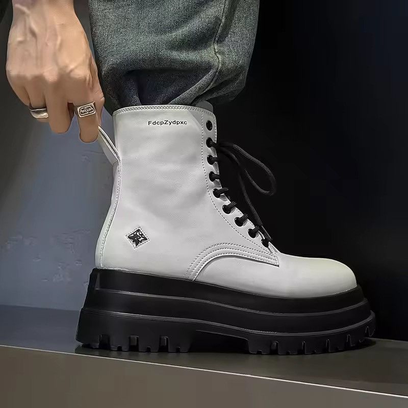 Japanese Brand Thick Soled High Top Men Pu Leather Boots Size US 6 / EU 39 - 2 Thumbnail