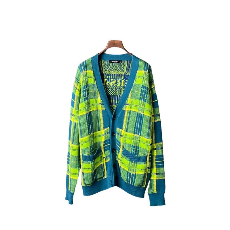 Versace Versace Green Cotton Long Sleeve Cardigan for Men 0089 Size US M / EU 48-50 / 2 - 1 Thumbnail