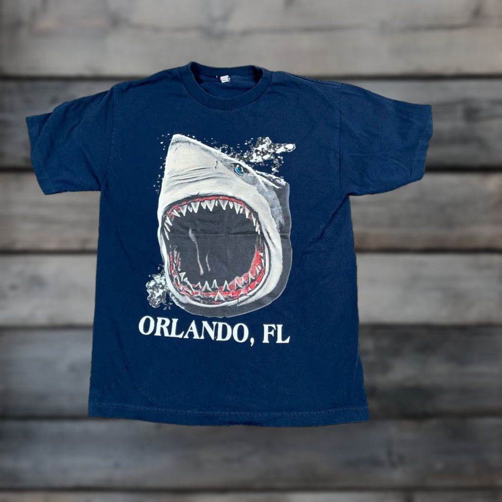 Vintage Orlando Florida Shark Graphic T-Shirt Adult Medium Blue Alstyle Logo Shirt Mens Size US M / EU 48-50 / 2 - 1 Thumbnail