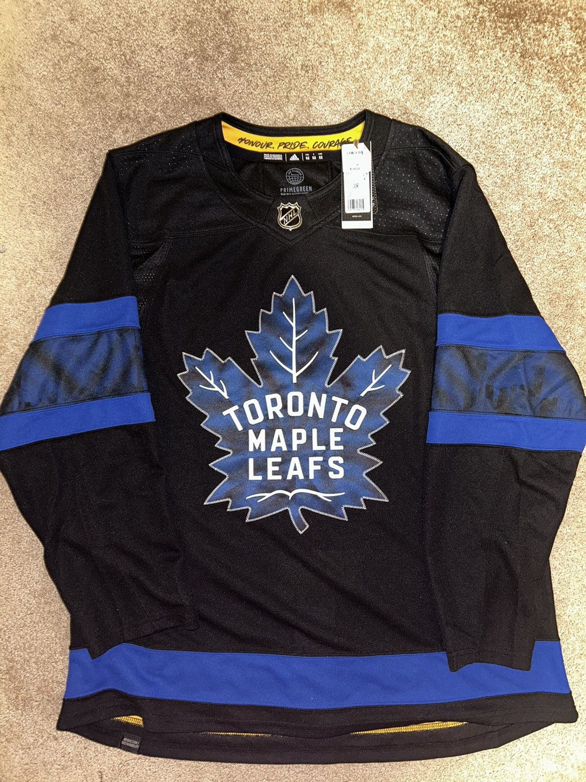 image of Adidas x Drew House Authentic Maple Leafs Jersey in Black, Men's (Size Large)