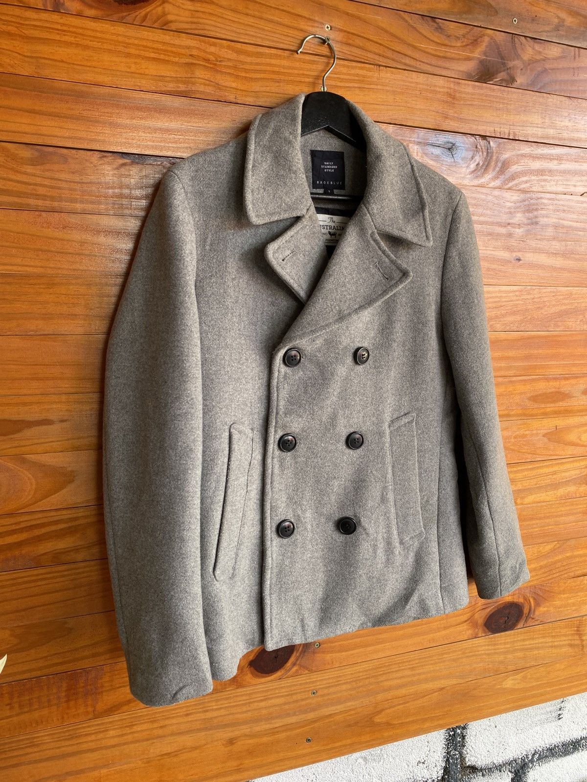 RAGEBLUE RAGEBLUE Grey DoubleBreasted Pea Coat Australian Merino Wool Size US S / EU 44-46 / 1 - 5 Thumbnail