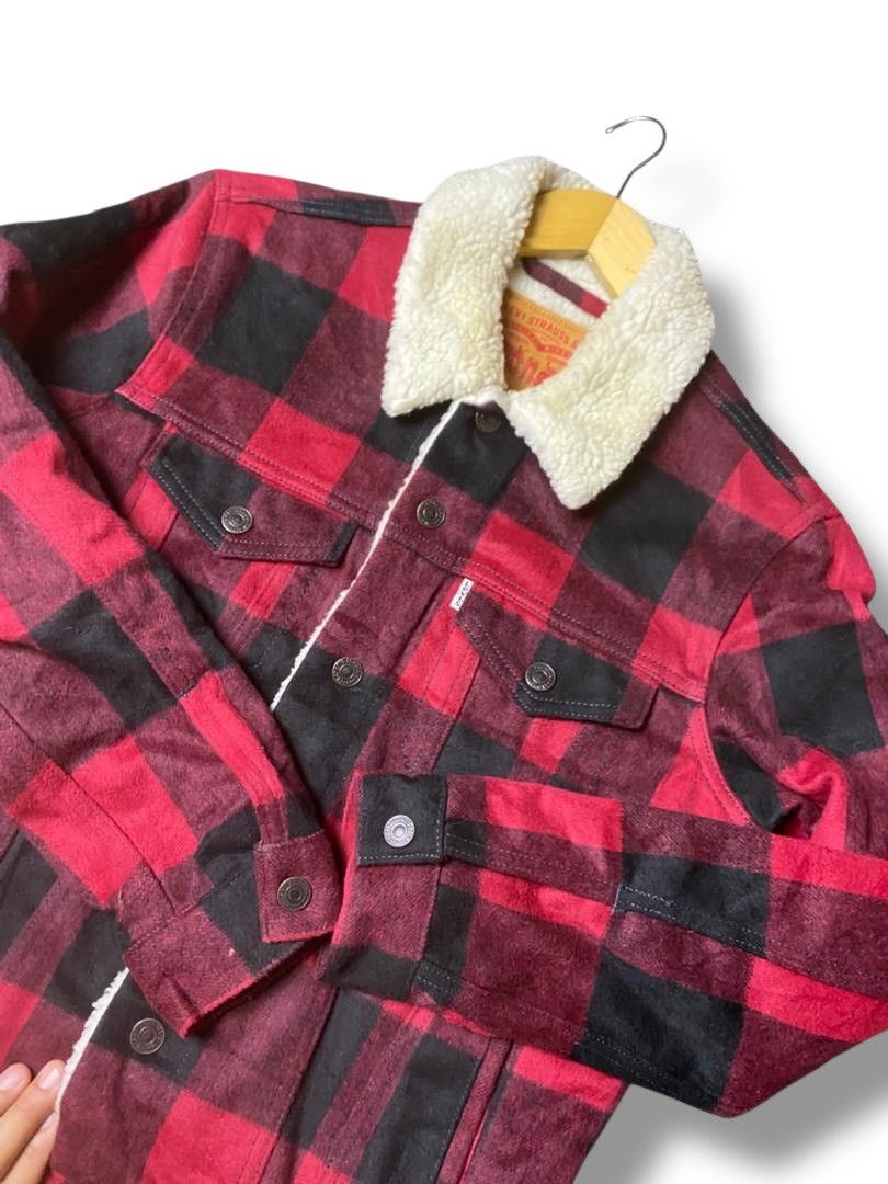 Levi's Levis Strauss & Co. Plaid Sherpa Jacket (146) Size US XXS / EU 40 - 4 Thumbnail