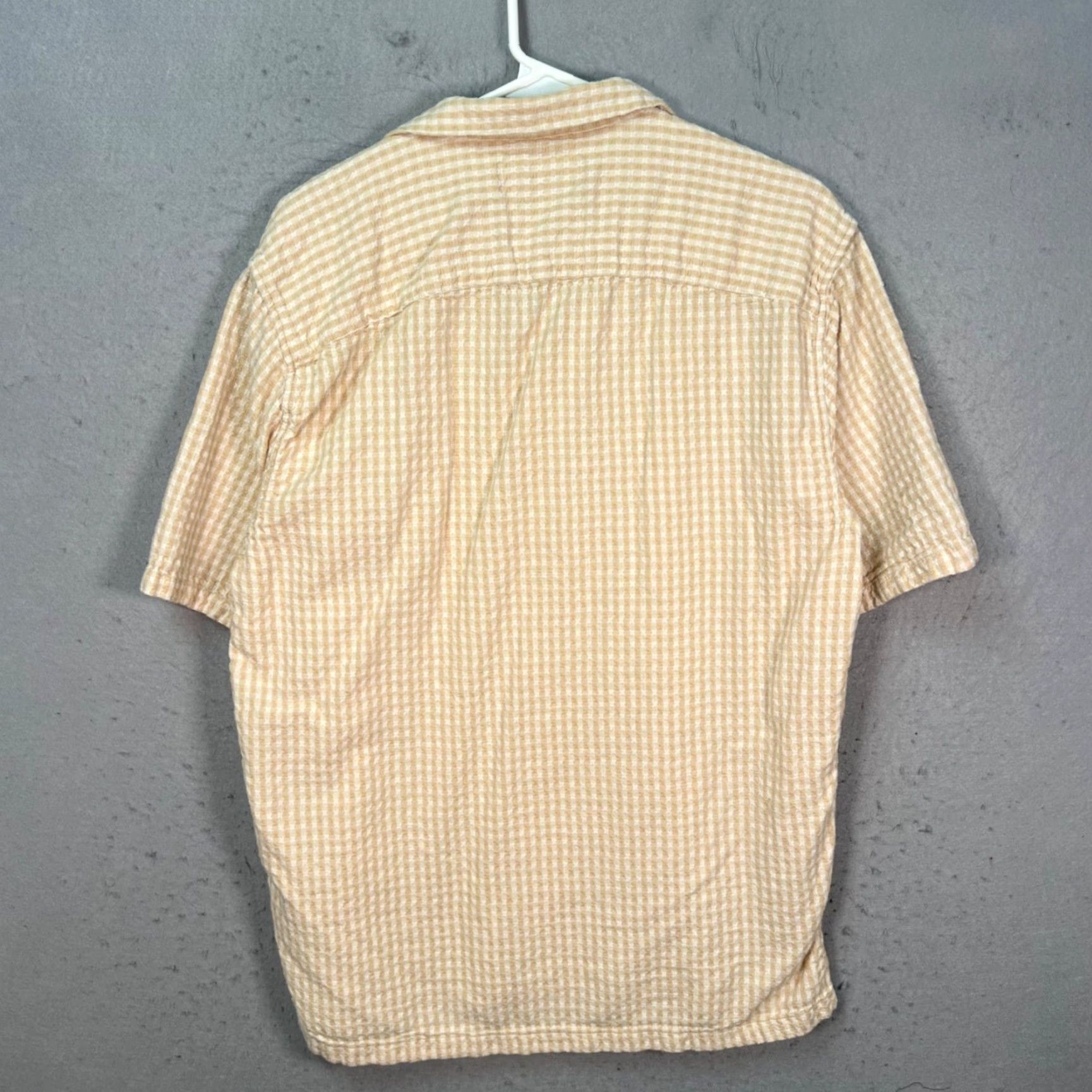 Abercrombie & Fitch Abercrombie & Fitch Mens Medium Tall Beige & White Gingham Short Sleeve Shirt Size US M / EU 48-50 / 2 - 2 Thumbnail