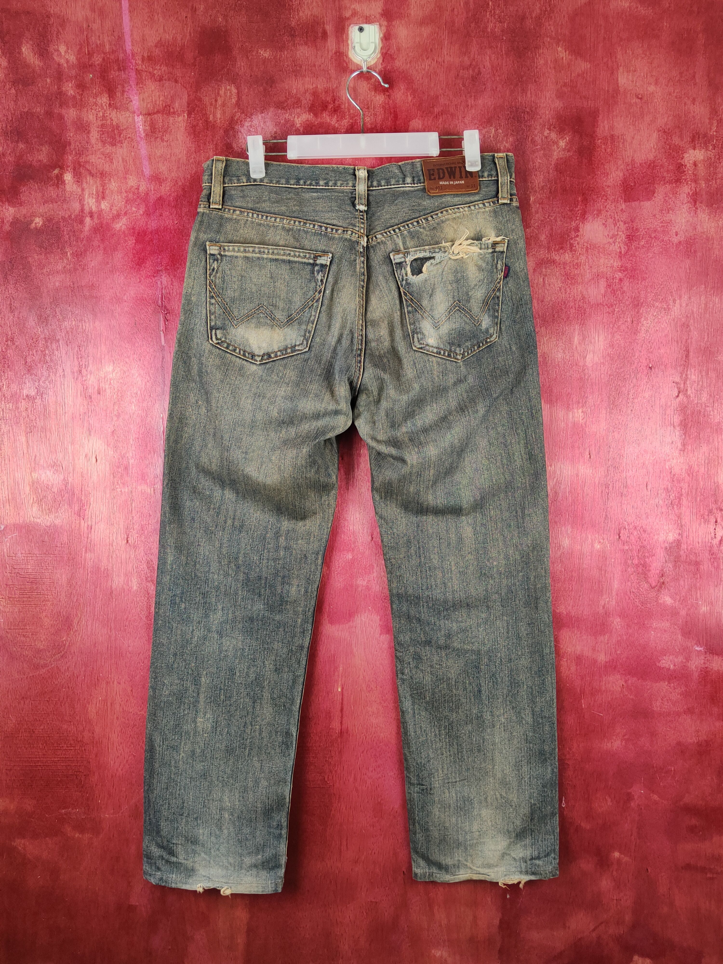 Edwin Edwin Dark Blue Faded Distressed Ripped Jeans #S2239 Size US 31 - 7 Thumbnail