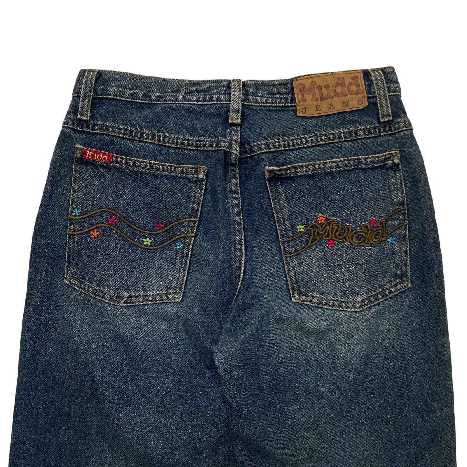 Vintage VTG Y2K Mudd Jeans Dark Wash Embroidered Bell Bottom 29x32 Size 29" - 2 Thumbnail
