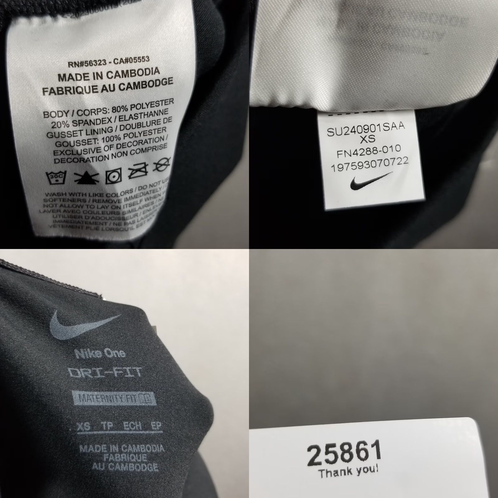 Nike Nike Leggings Women XS High-Waisted 7/8 with Pockets Black Size 26" / US 2 / IT 38 - 8 Thumbnail