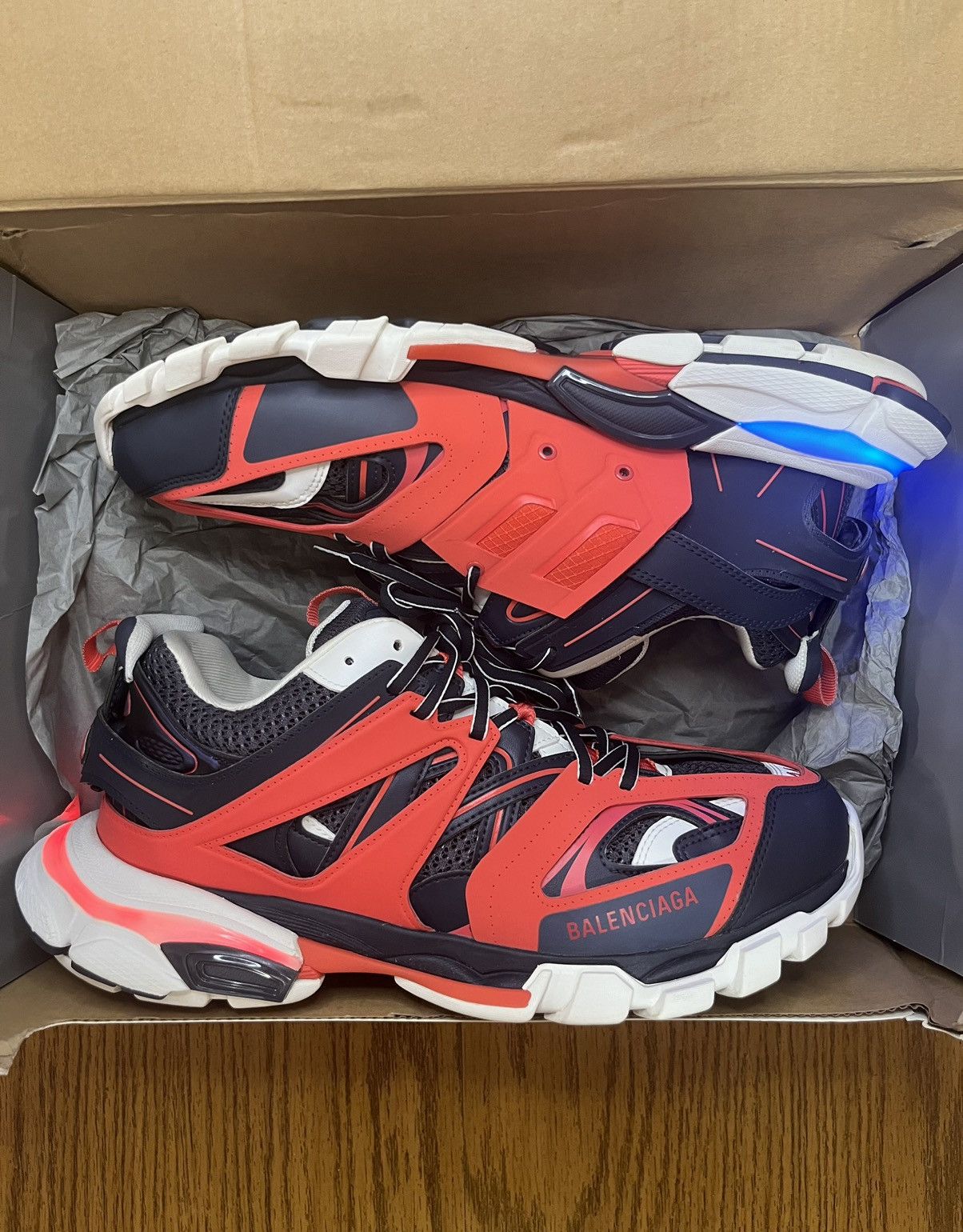 Balenciaga Balenciaga Track LED Sneaker (Red/Navy) Size US 11 / EU 44 - 1 Thumbnail