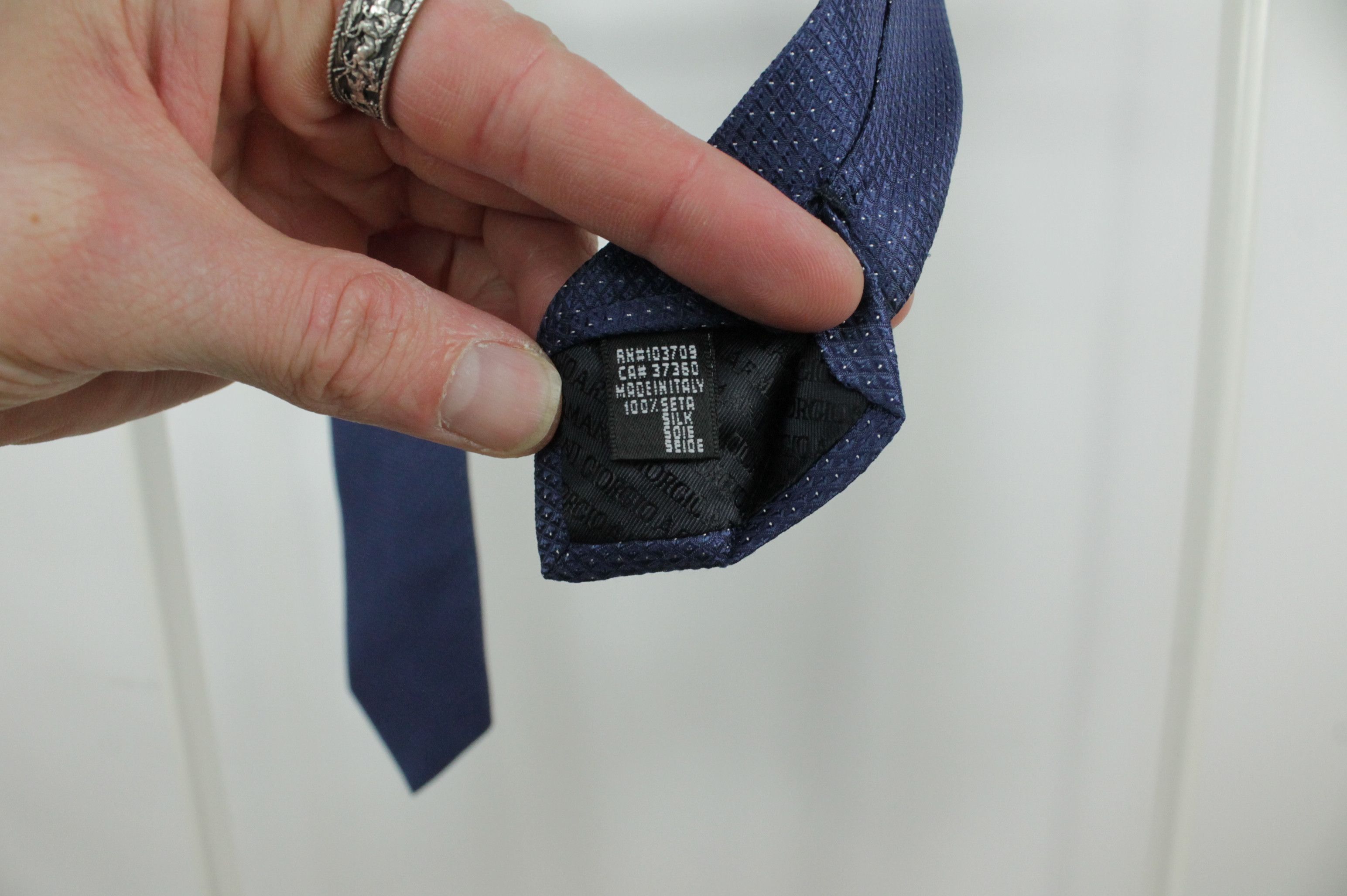 Giorgio Armani Giorgio Armani Textured Blue Silk Tie Size ONE SIZE - 5 Thumbnail