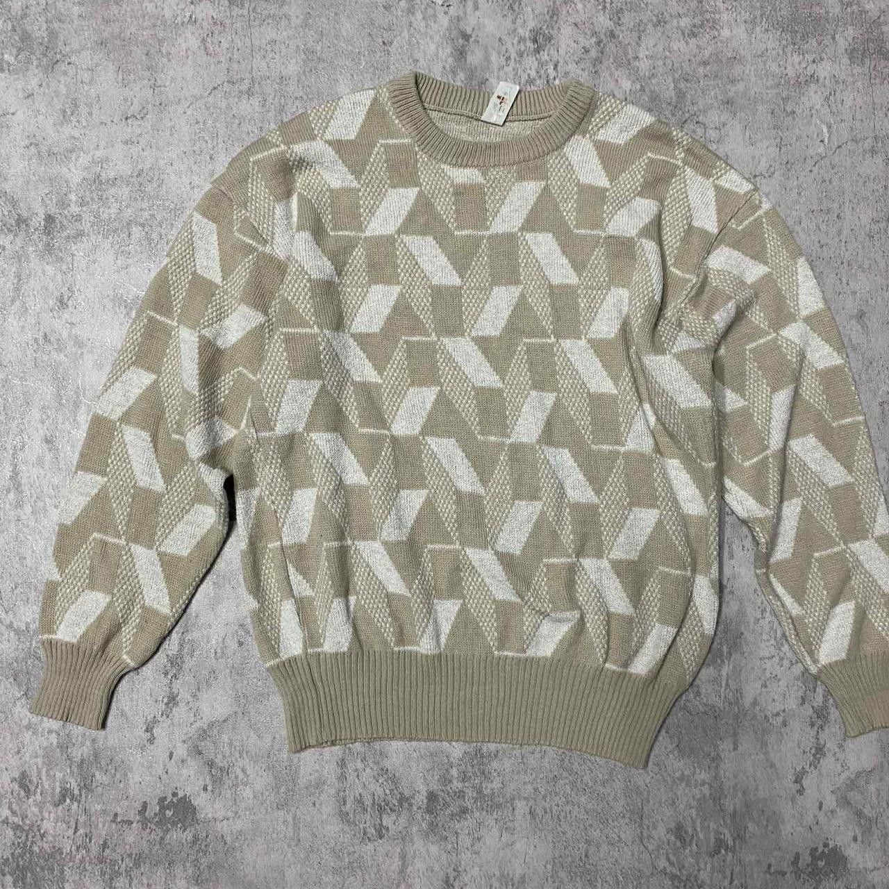 Other Cream and tan vintage 90s geometric pattern sweater knitwear Size US M / EU 48-50 / 2 - 1 Thumbnail