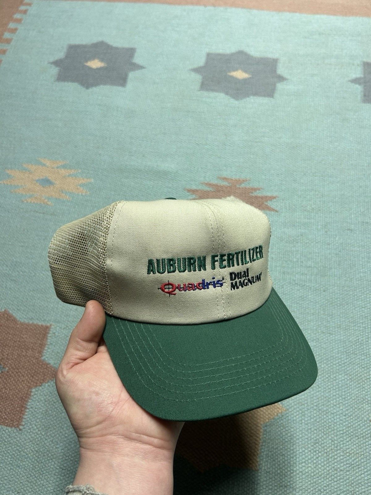 Vintage Vtg trucker hat mesh auburn fertilizer Quadris made in USA Size ONE SIZE - 1 Thumbnail