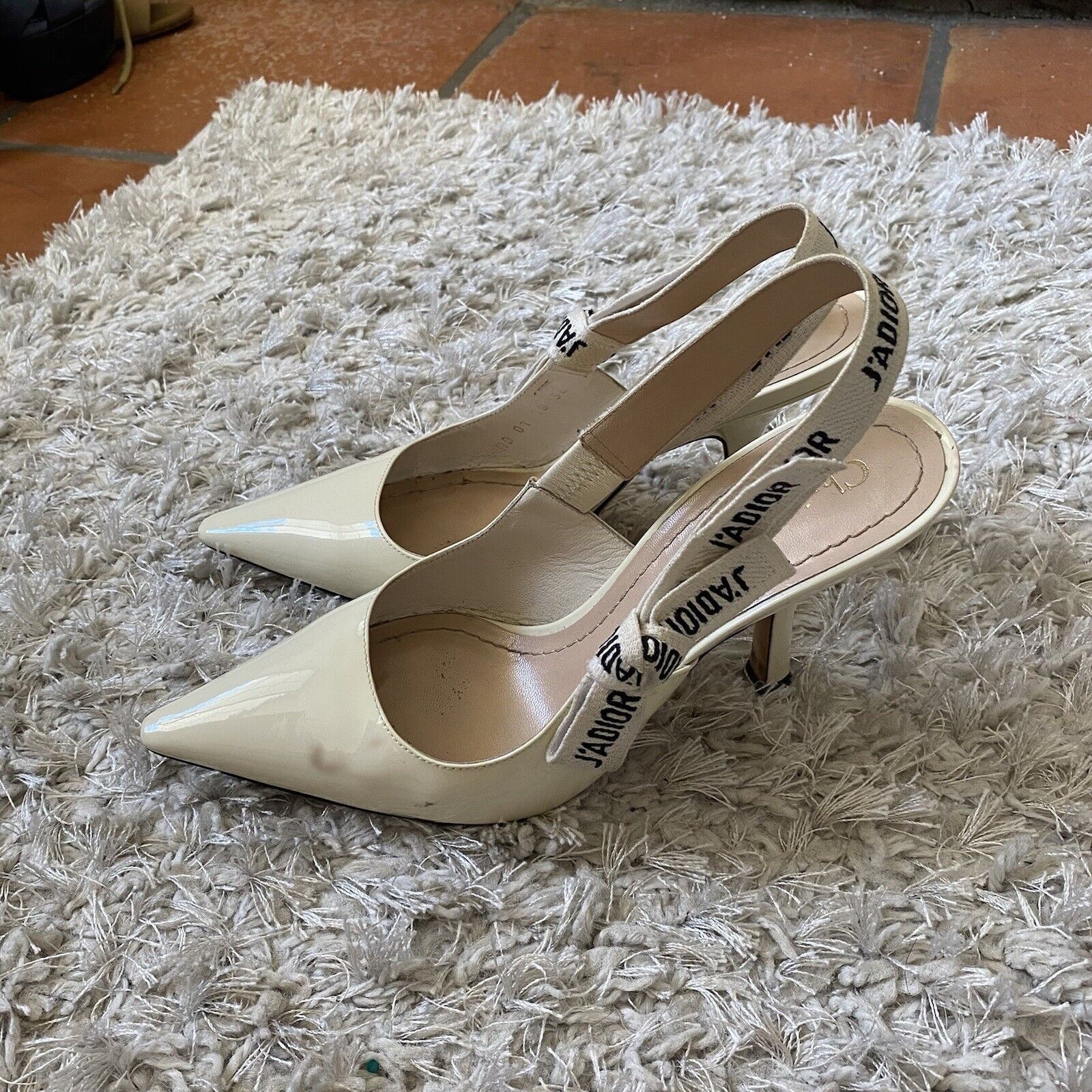 Dior Christian Dior Womens White J'adior Patent Leather Slingback Size US 6 / IT 36 - 2 Thumbnail