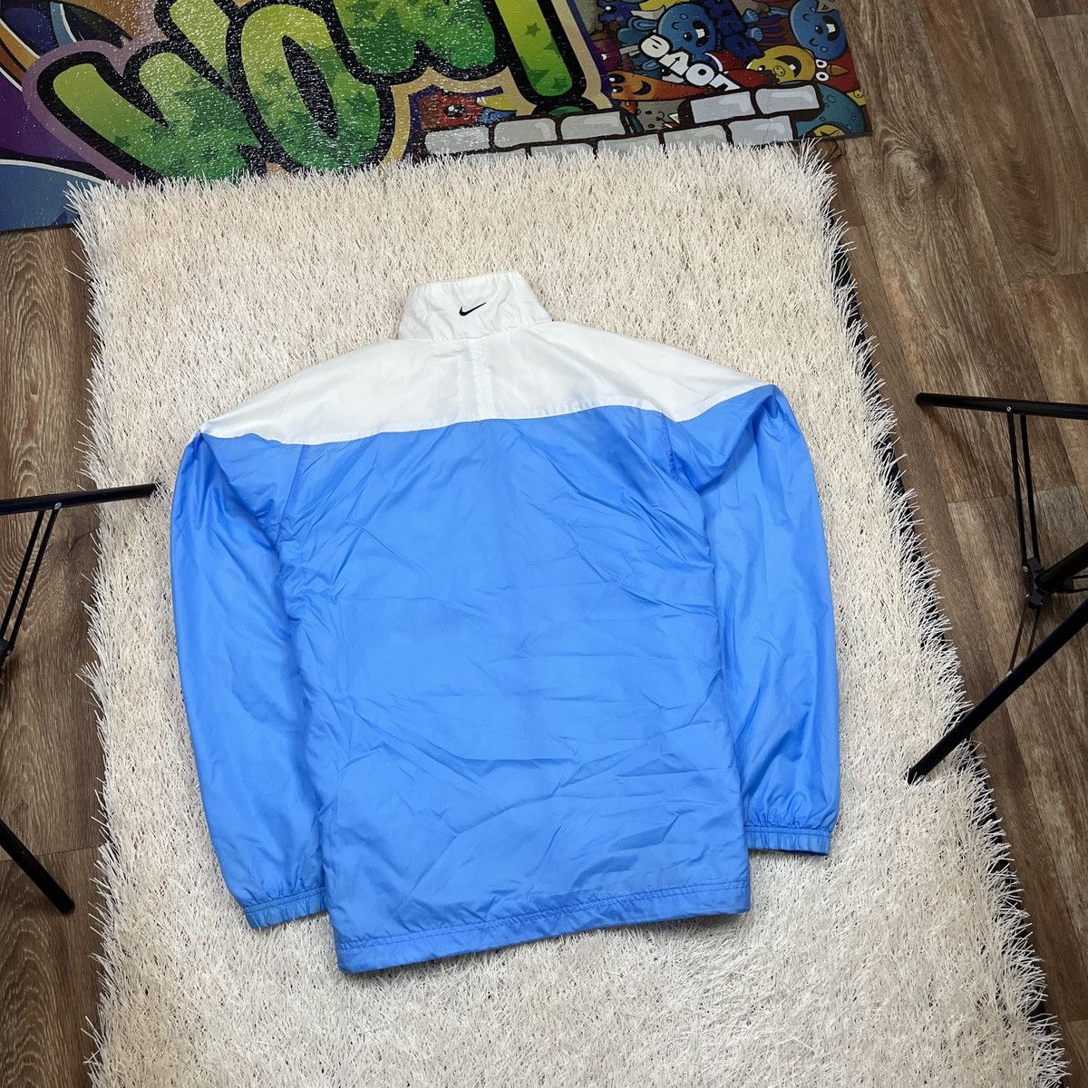 Vintage Vintage 90s Nike Blue White Nylon Zip-Up Track Jacket Y2K Size US L / EU 52-54 / 3 - 2 Thumbnail