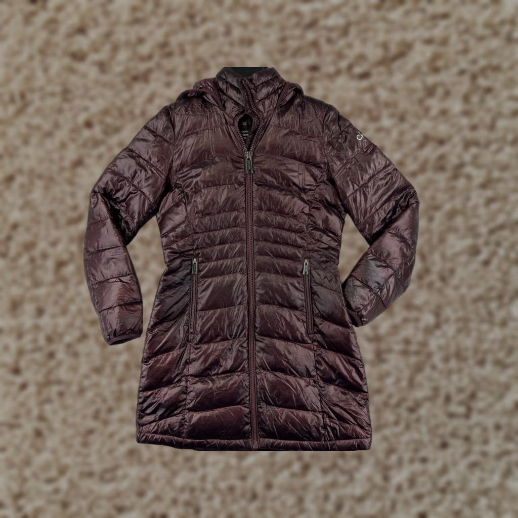 Calvin Klein Calvin Klein Jacket Womens XS Red Puffer Down Hooded Long Sleeve Quilted Zip Coat Size XS / US 0-2 / IT 36-38 - 1 Thumbnail
