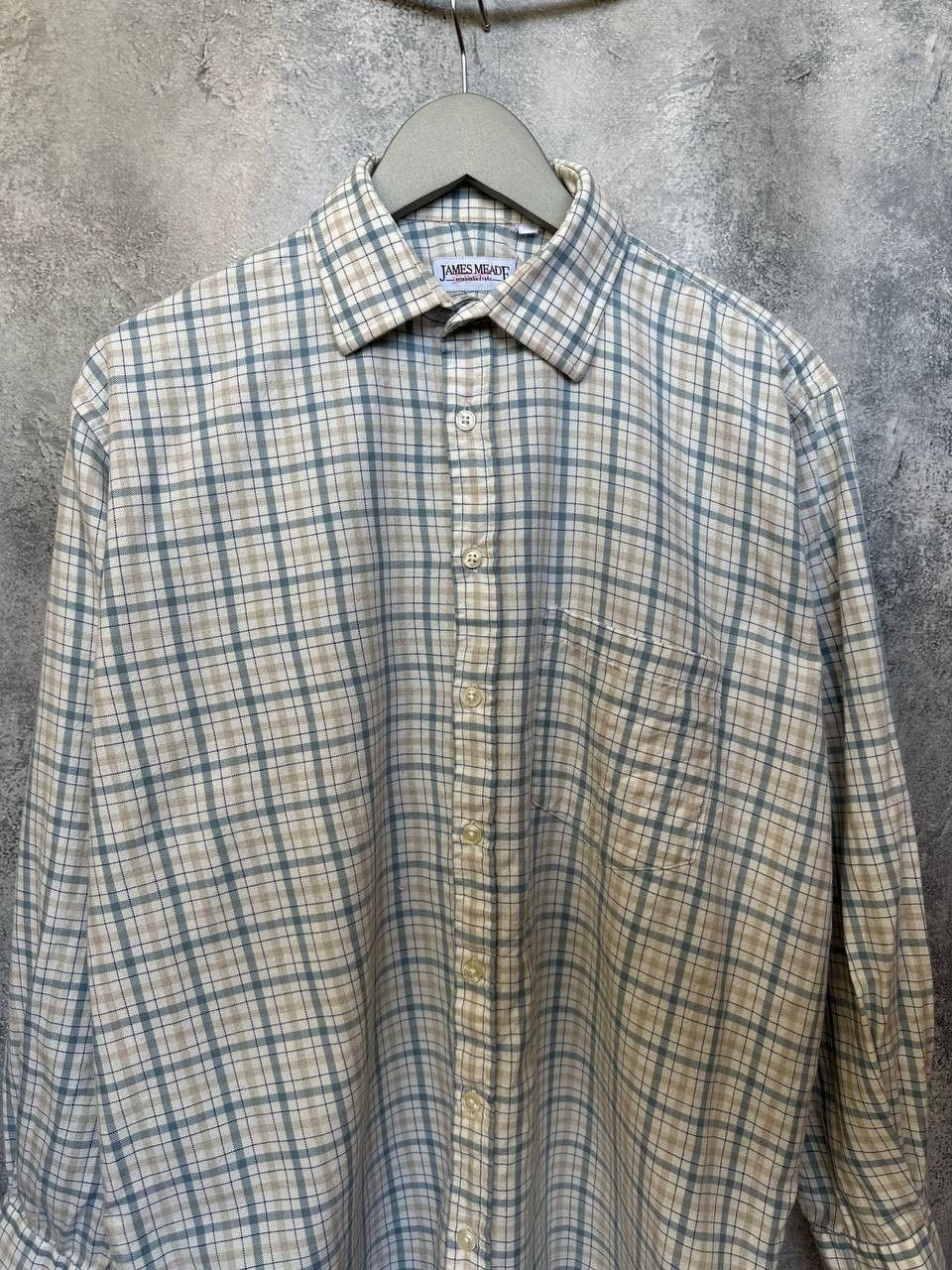 James Meade Flannel Plaid Shirt LS Cotton/Wool Button Up