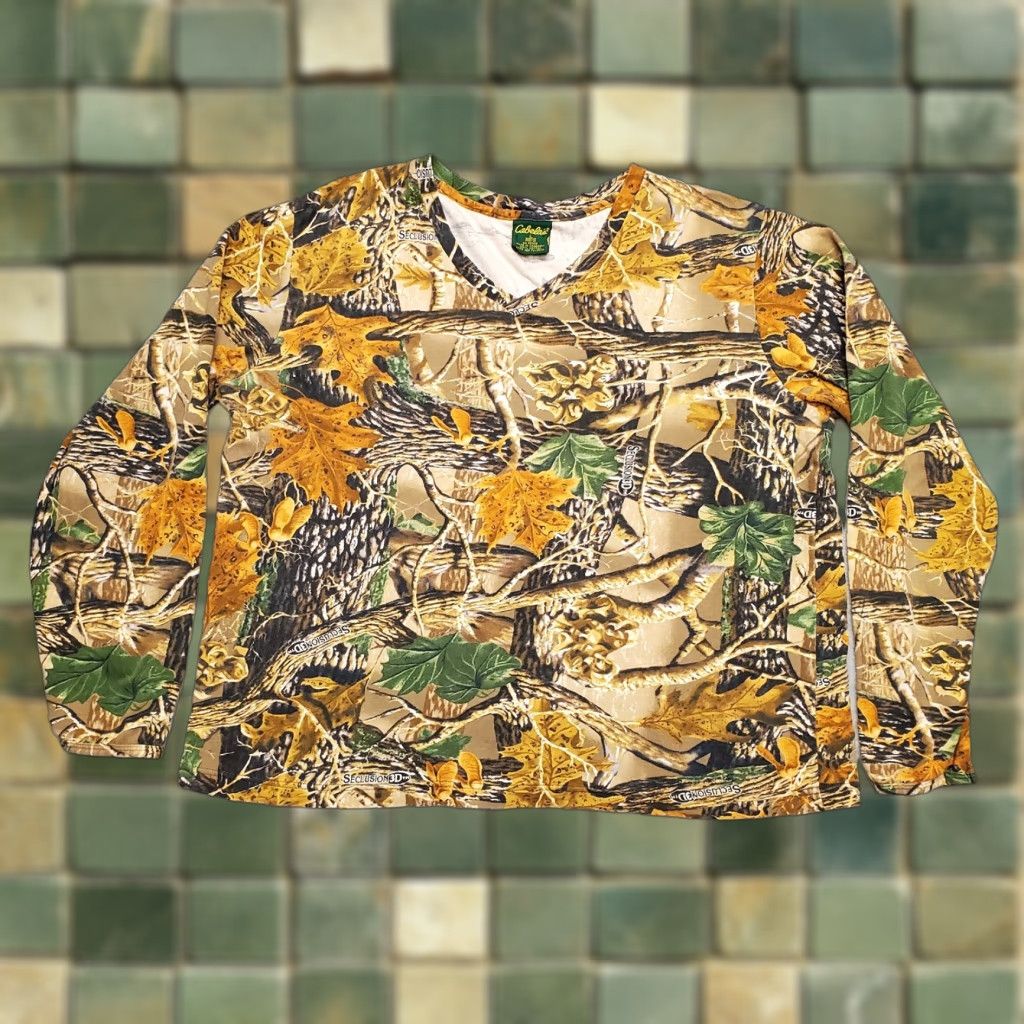 Vintage Vintgage Cabelas Shirt Women L Brown Green Camo Long Sleeve Tee Seclusion 3D Tee Size L / US 10 / IT 46 - 1 Thumbnail