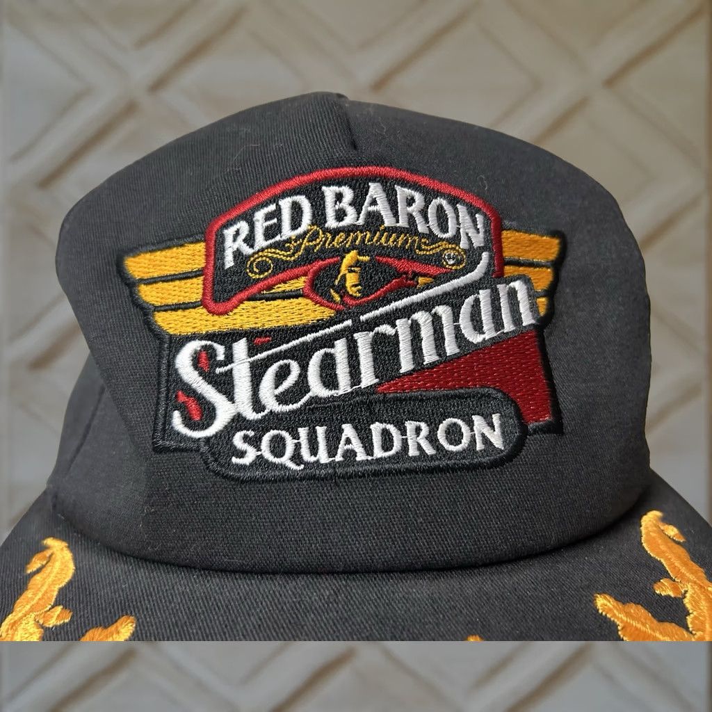 Vintage VINTAGE Red Baron Stearman Squadron Promo Black Hat Cap Snapback Size ONE SIZE - 1 Thumbnail