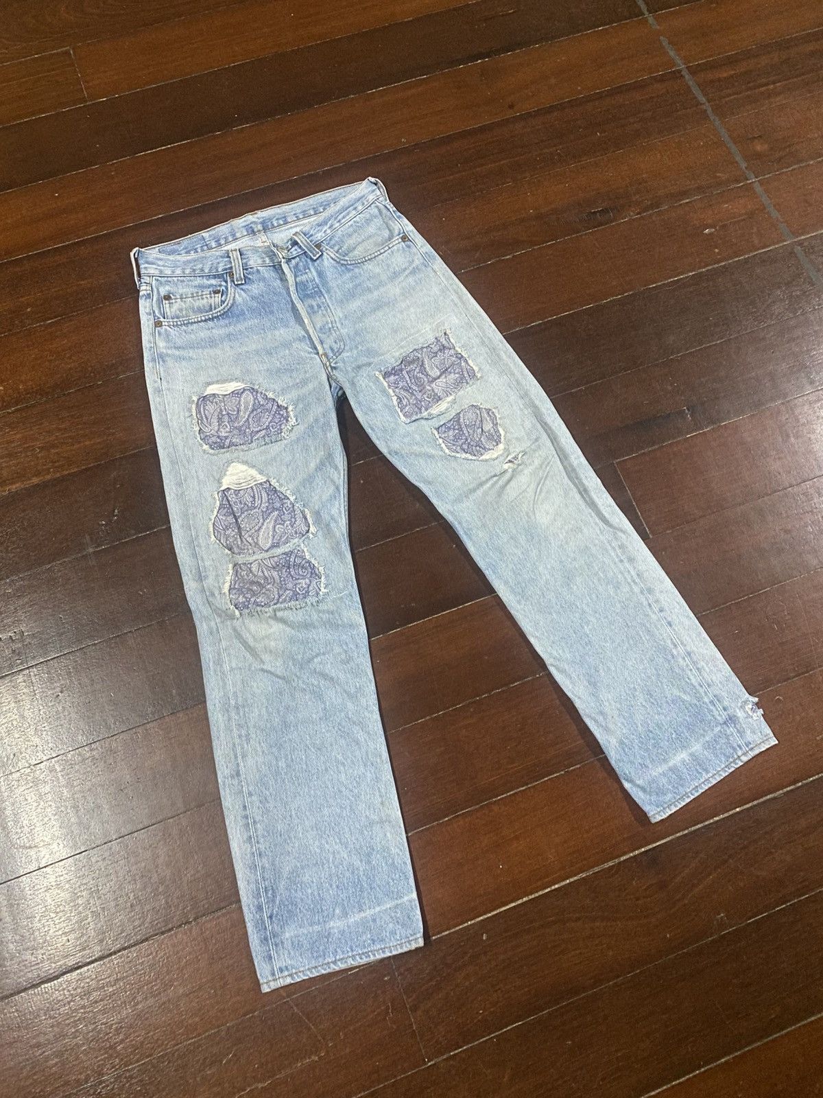 Levi's Vintage 70s 80s Levis 501 distressed rework patch mud wash Size US 30 / EU 46 - 2 Thumbnail