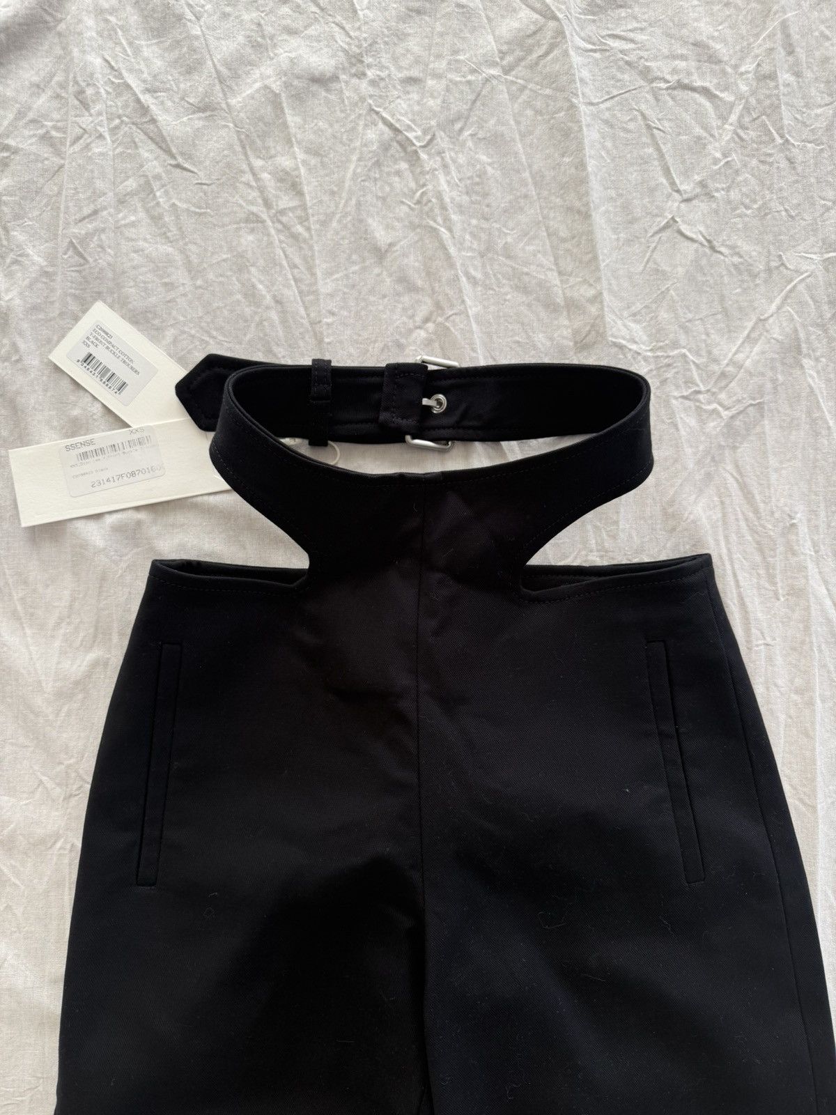 Dion Lee Dion Lee Y-front buckle cut-out trousers in black Size 23" - 2 Thumbnail