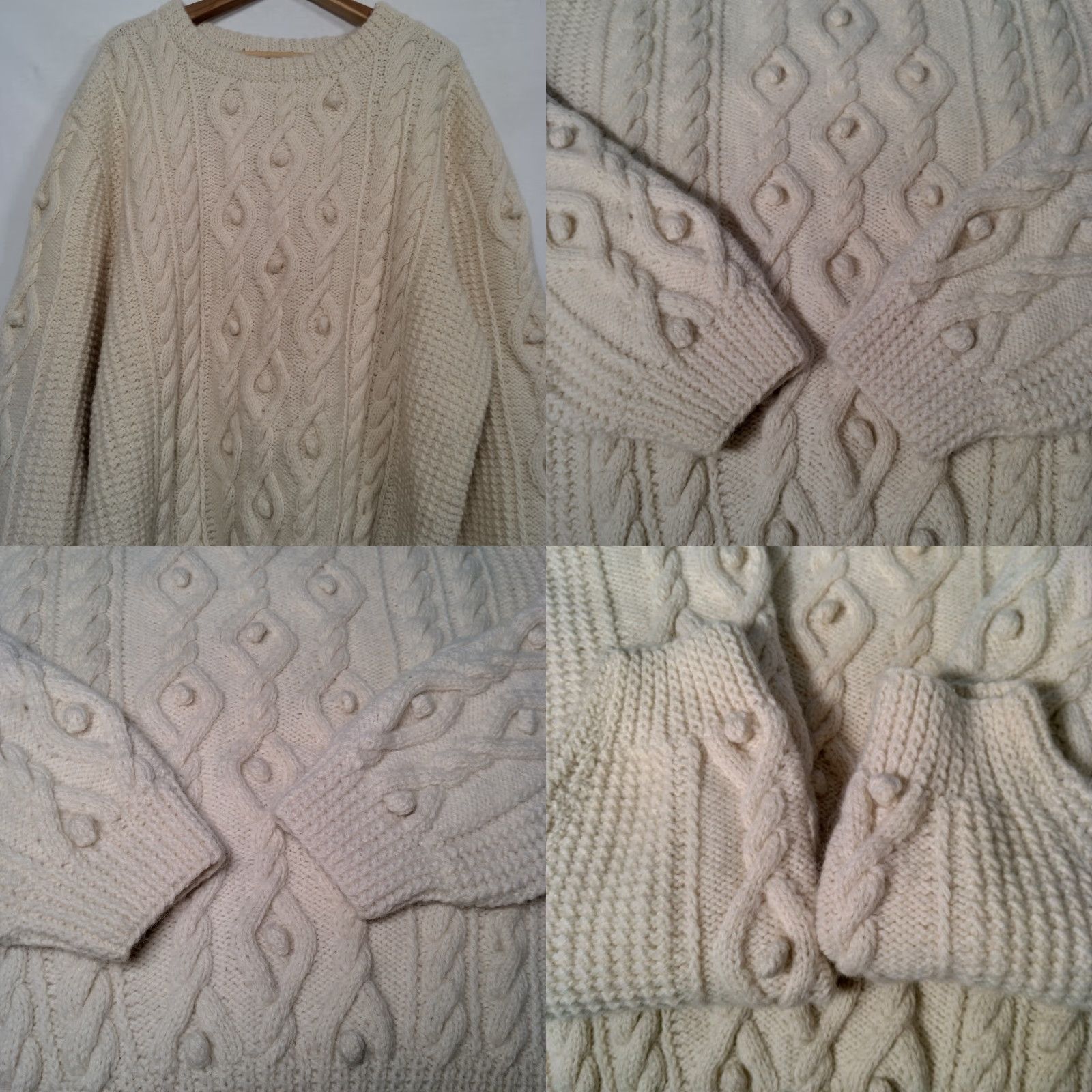 Vintage VINTAGE Aran Handknit Fisherman Sweater Men XL Natural Ivory Cable Chunky Knit Pullover Size US XL / EU 56 / 4 - 8 Thumbnail