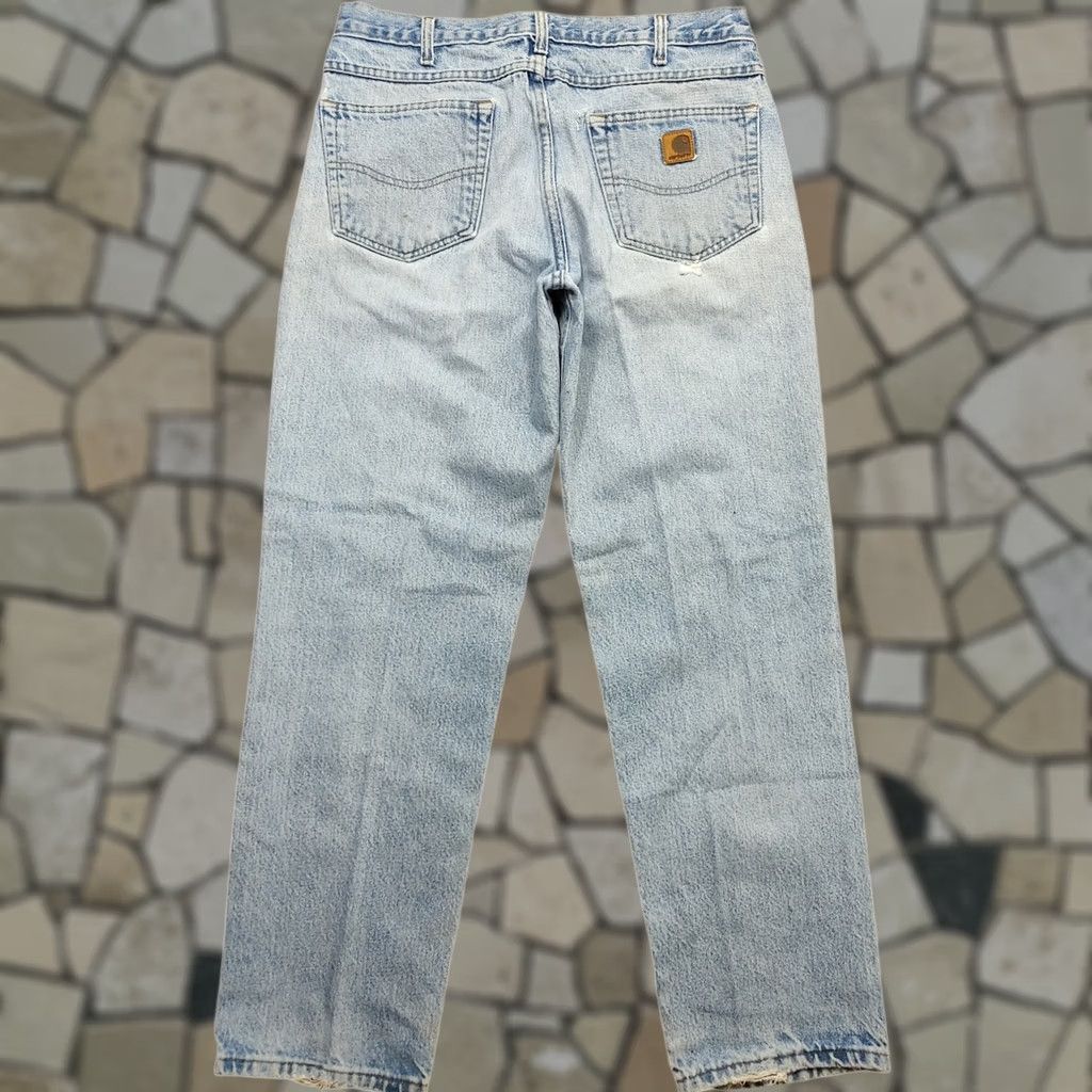 Carhartt VINTAGE Carhartt Jeans B17 32x29.5 Denim 5-Pocket Distressed Grunge Logo Blue Mens Regular Straight 90s USA Mexico Size US 32 / EU 48 - 1 Thumbnail