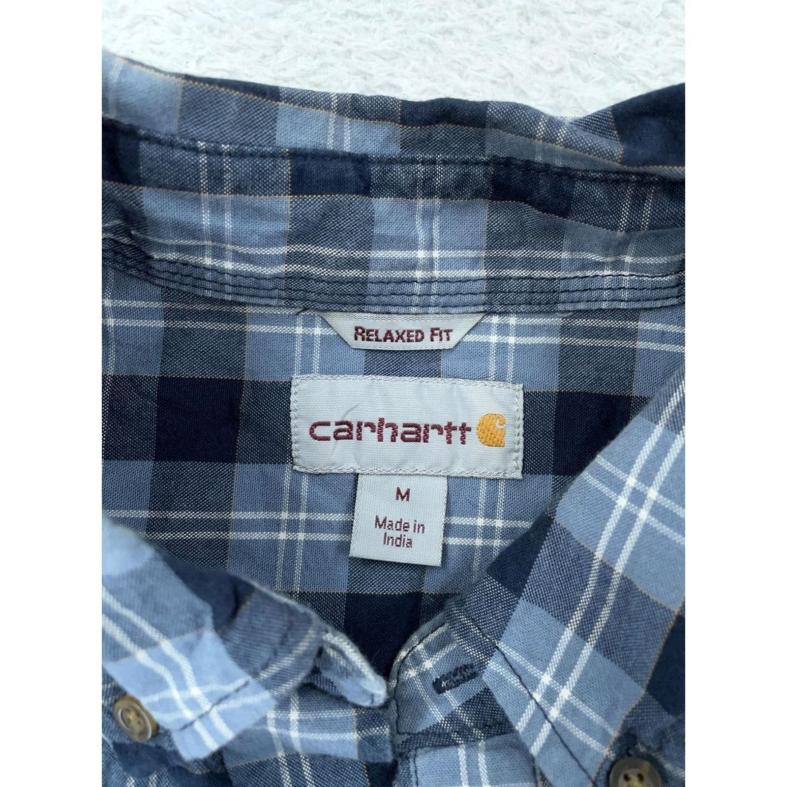 Carhartt Carhartt Shirt Mens Medium Blue Plaid Relaxed Fit Short Sleeve Button Down Work Size US M / EU 48-50 / 2 - 7 Thumbnail