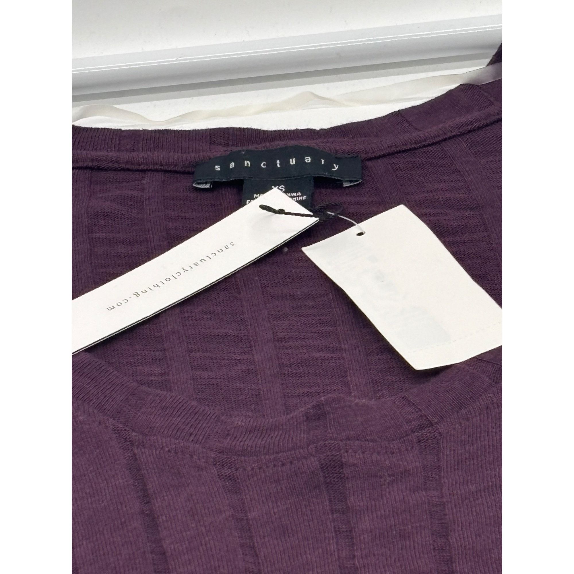 Sanctuary Sanctuary Ruby Scoop Ribbed 3/4 Sleeve Top, Amethyst, XS Size XS / US 0-2 / IT 36-38 - 8 Thumbnail