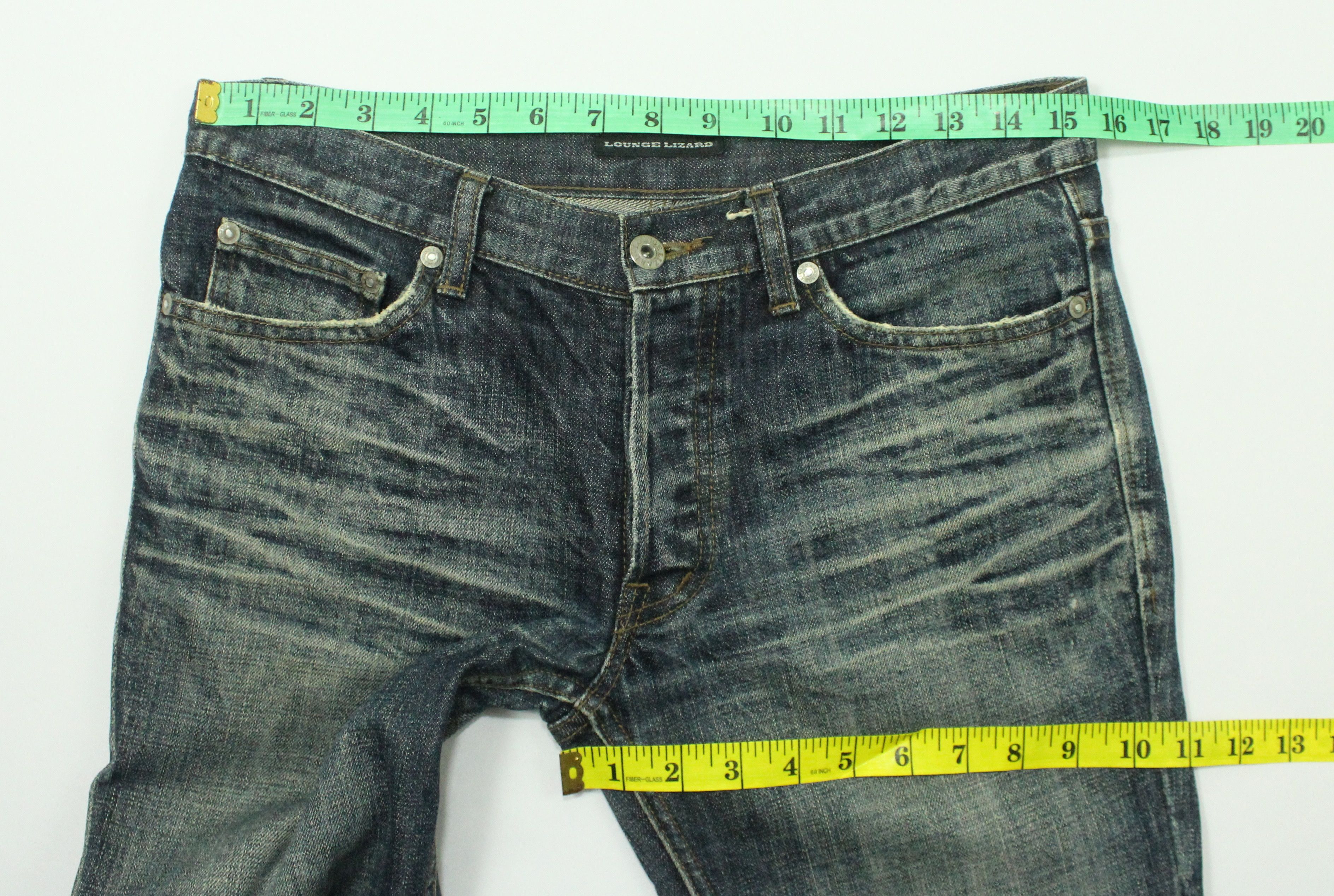 Japanese Brand LOUNGE LIZARD Denim Jeans Distressed Faded Thrashed Grunge Size US 31 - 17 Thumbnail
