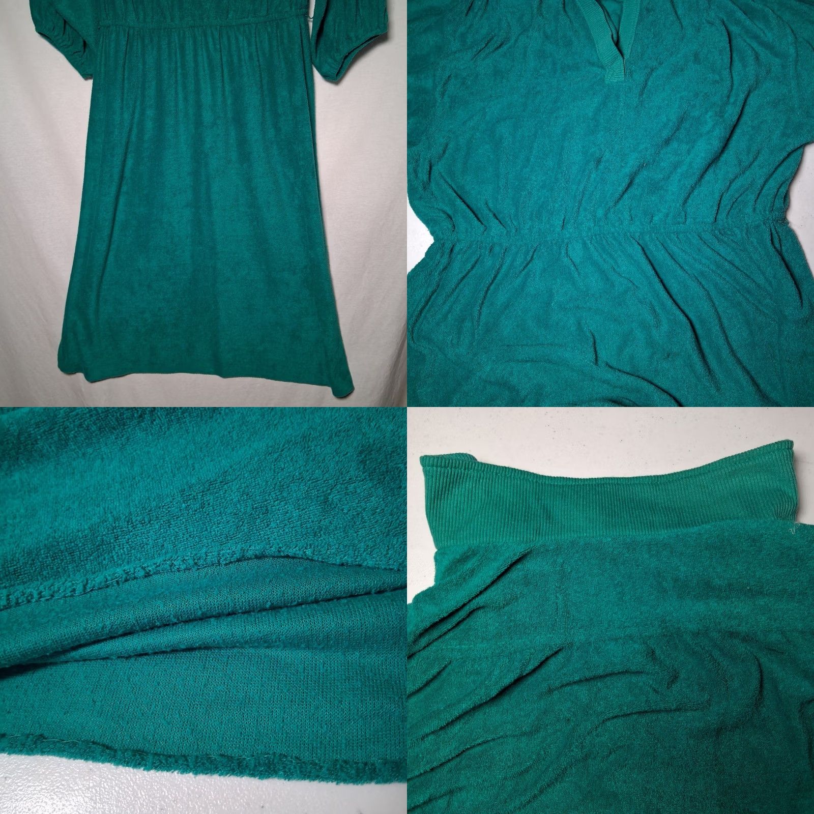 Vintage VINTAGE Montgomery Ward Terry Cloth Dress Shirt Dress 18 Green 1970s Size XXL / US 16-18 / IT 52-54 - 8 Thumbnail