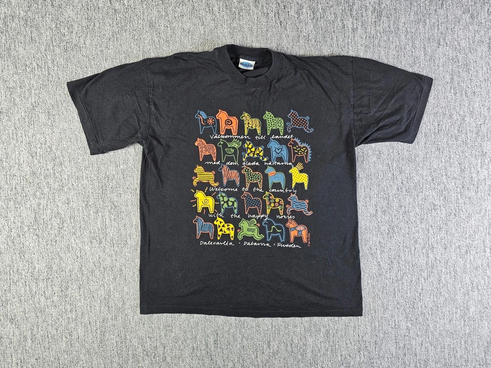 Other Vintage 90s Dalarna Sweden Horses Single Stitch Tee Black L Size US L / EU 52-54 / 3 - 1 Thumbnail
