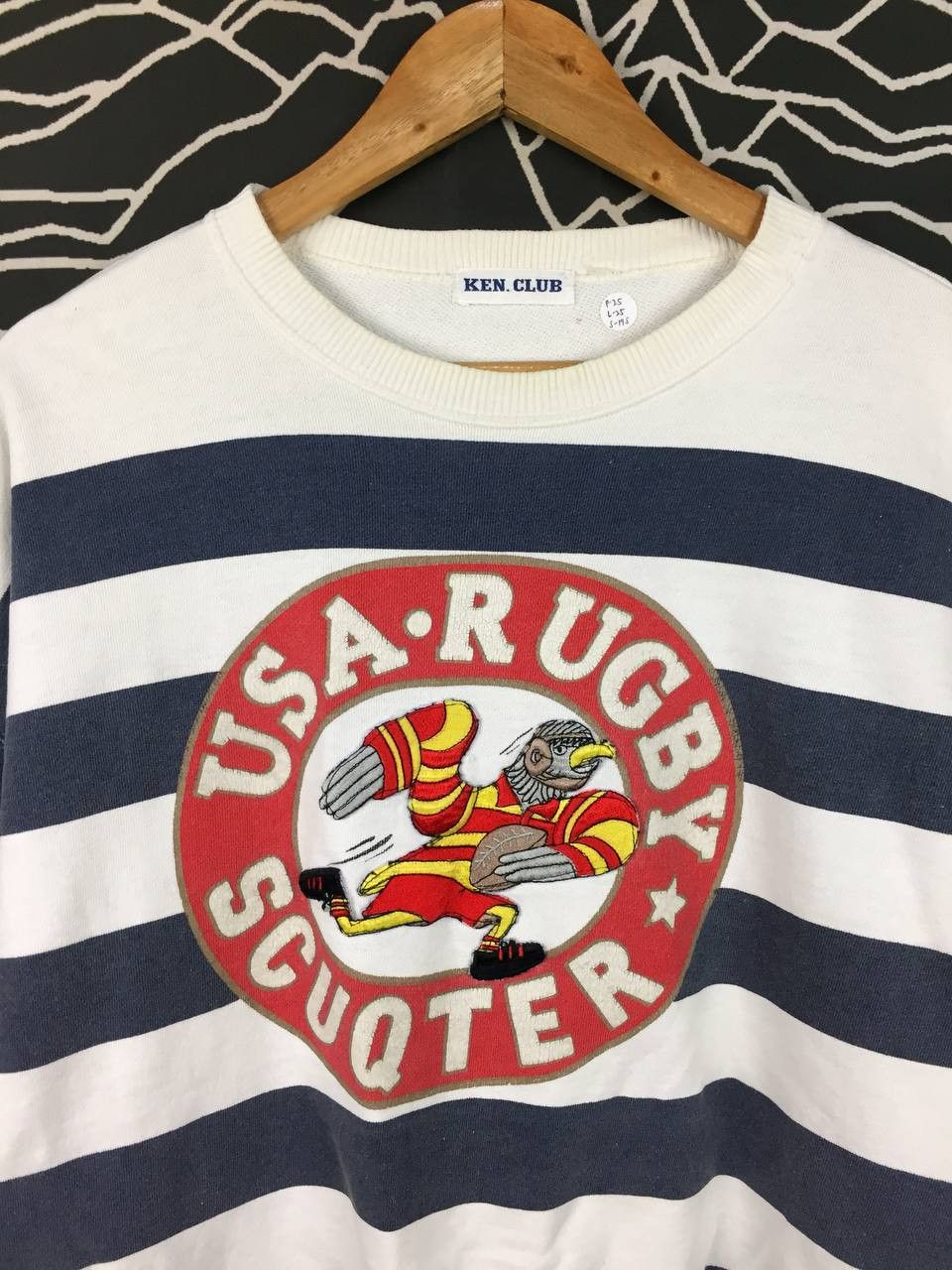 Vintage Vtg KEN. CLUB USA Rugby Scuqter Striped Sweatshirt Size US XL / EU 56 / 4 - 3 Thumbnail