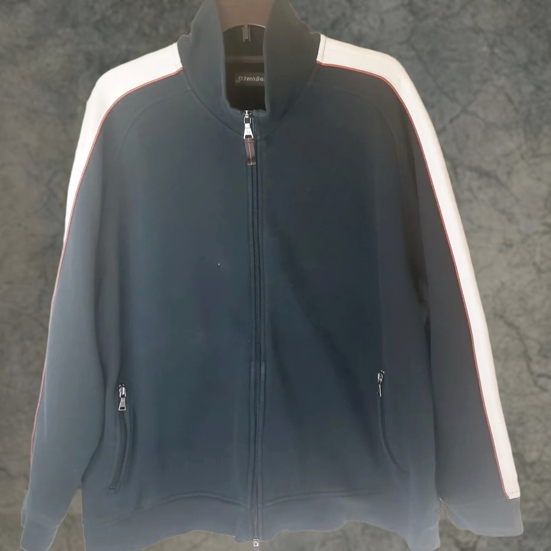 Vintage St. John'S Bay Jacket Mens XL Black White Orange Full Zip Pockets Mock Neck Size US XL / EU 56 / 4 - 1 Thumbnail