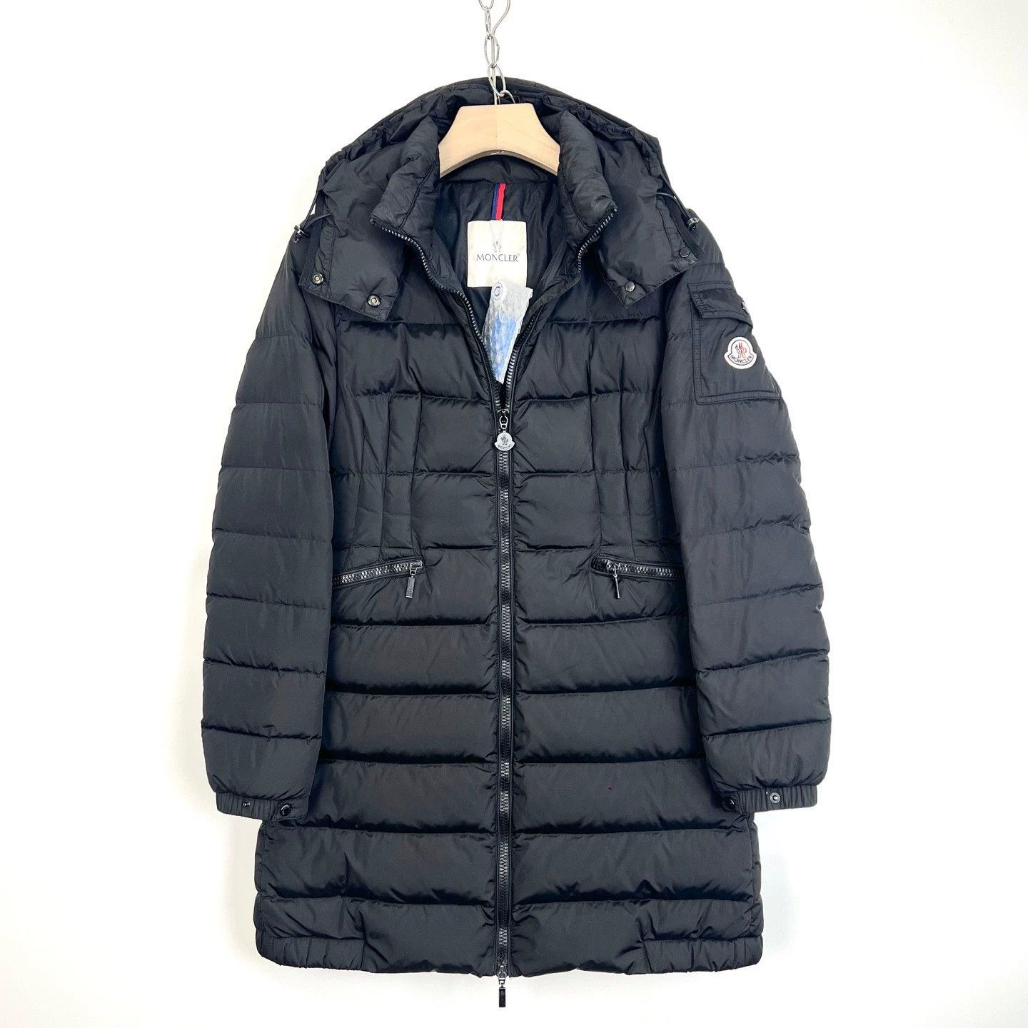 Moncler Moncler Black Sleeve Pocket Zippered Hooded Long Down Jacket Size US S / EU 44-46 / 1 - 1 Thumbnail